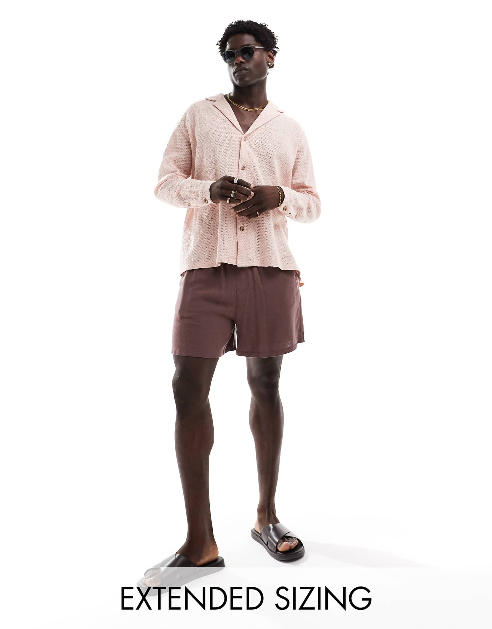 Стильная рубашка ASOS с глубоким отложным воротником revere пыльно-розового цвета 5290₽