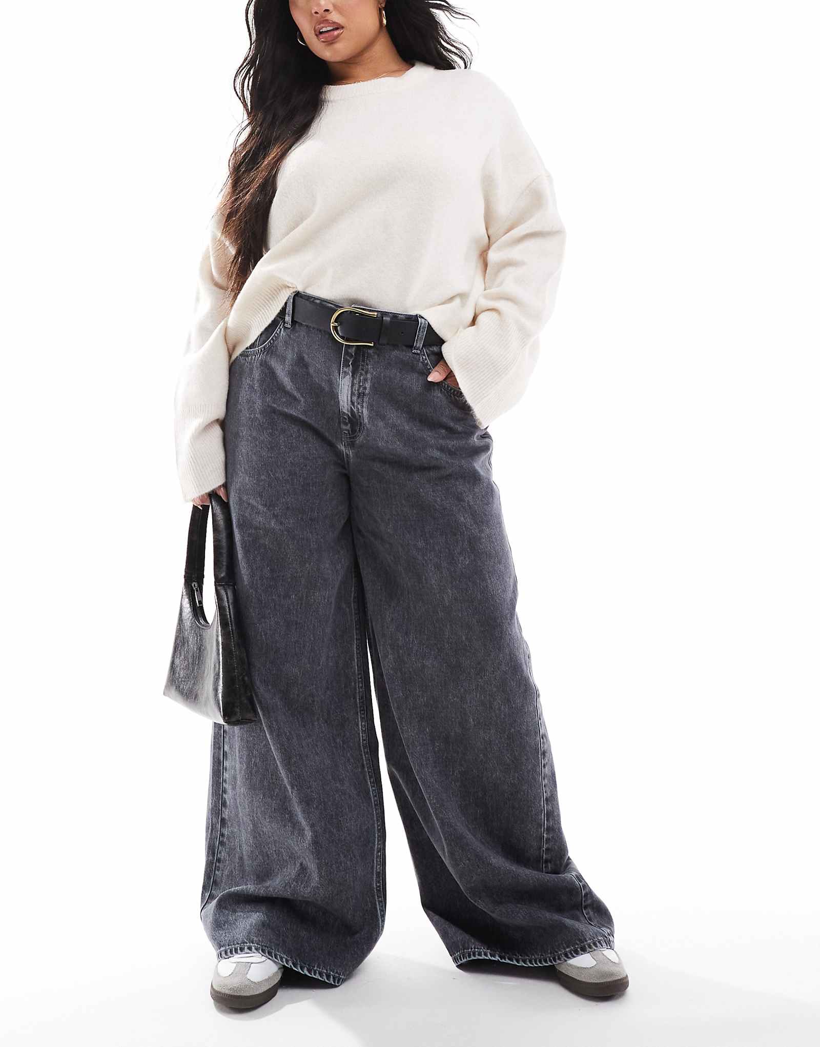 Мягкие широкие джинсы ASOS DESIGN Curve серого цвета 8390₽