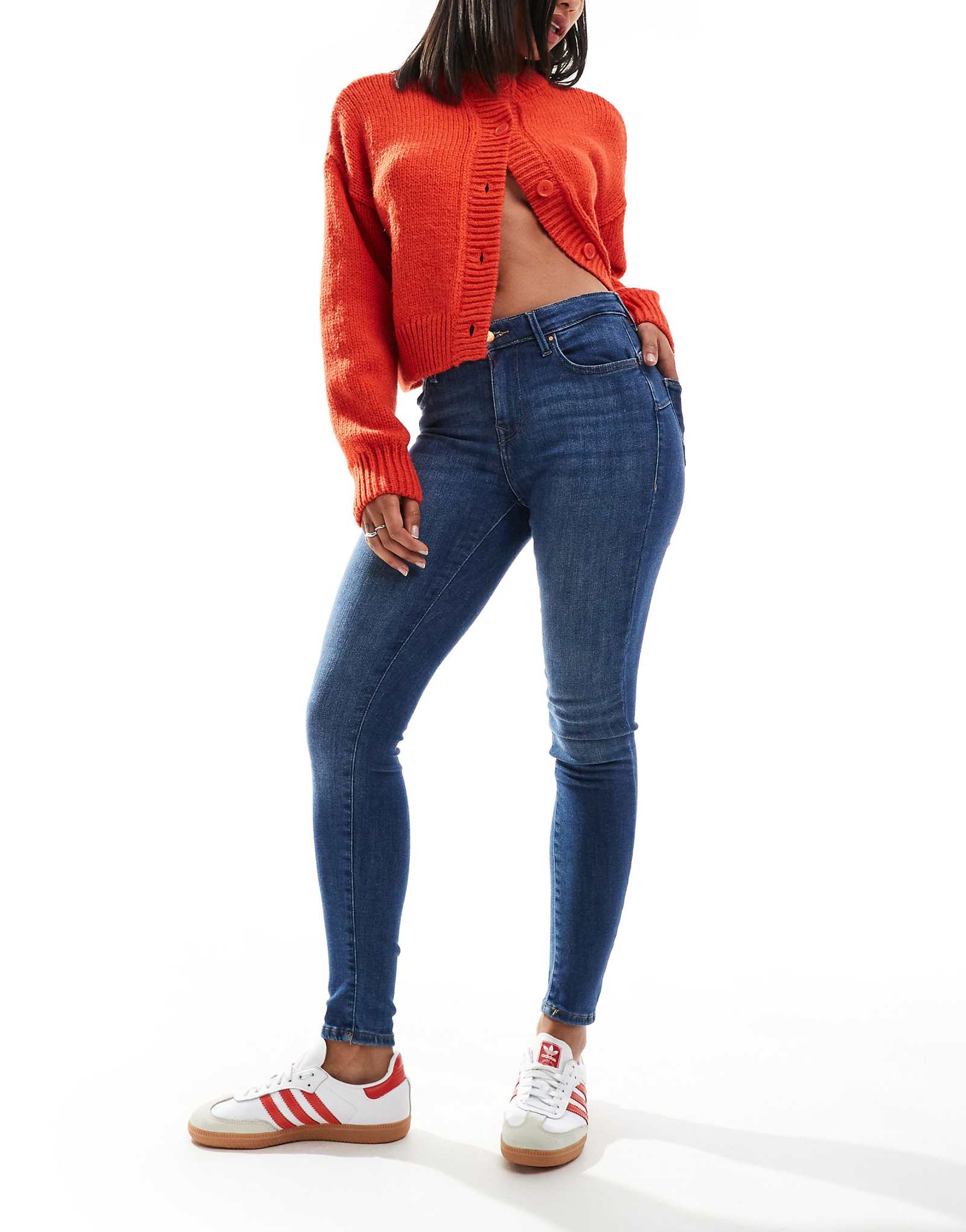 Темно-синие джинсы-скинни ONLY Power с эффектом пуш-ап 14090₽