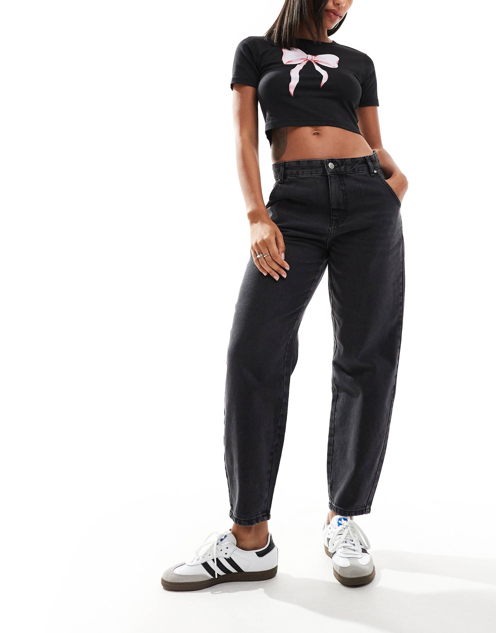 Черные джинсы морковного цвета ONLY Troy с завышенной талией 9890₽