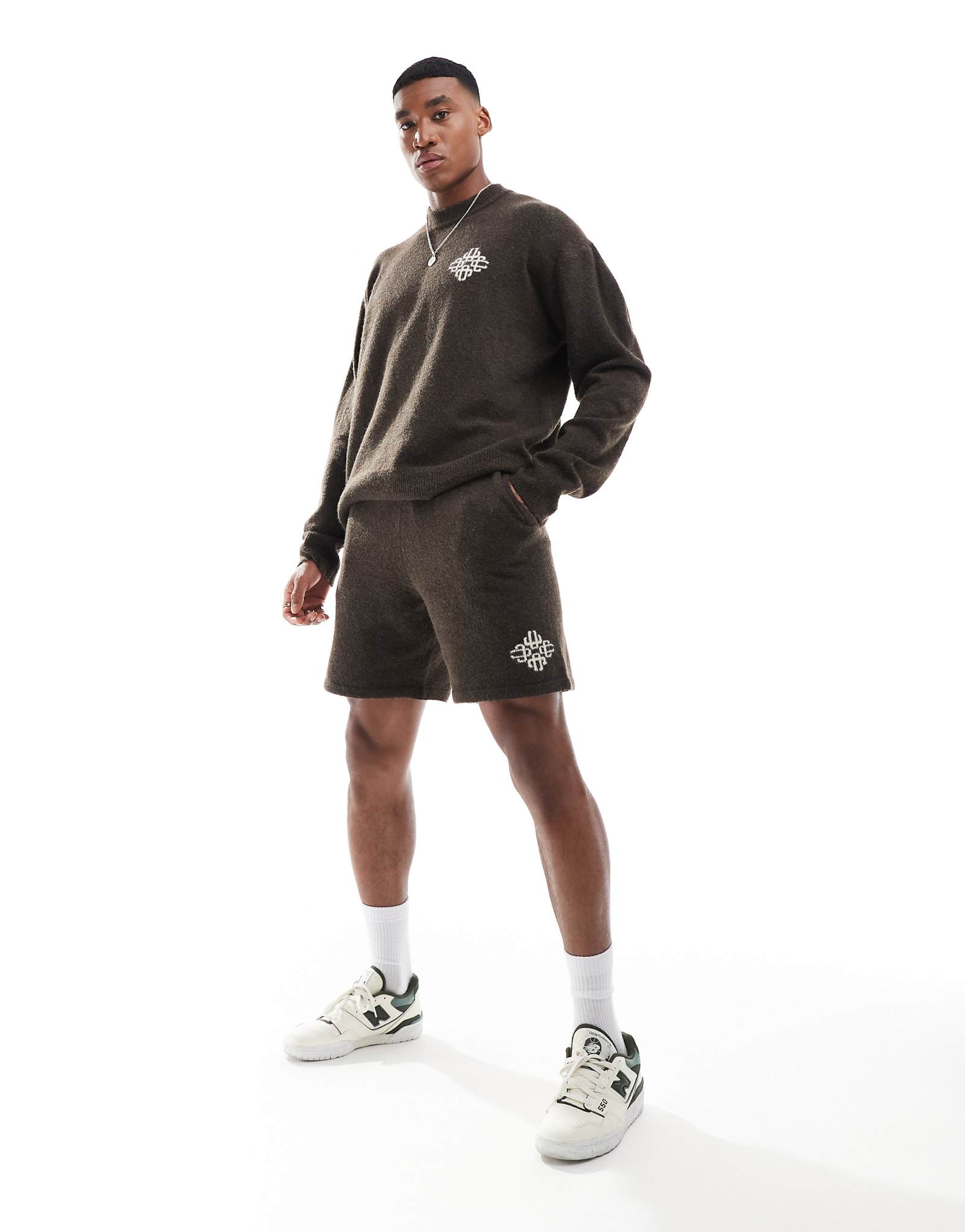 Трикотажные шорты с эмблемой Couture Club коричневого цвета - часть комплекта 10190₽