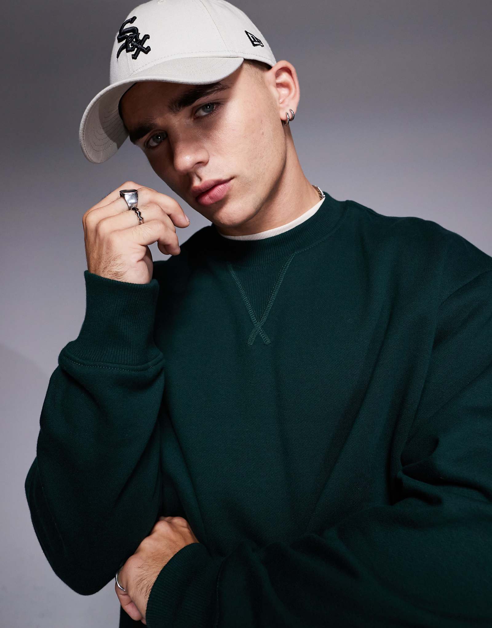 Толстовка оверсайз премиум-класса в супертяжелом весе от ASOS DESIGN цвета лесной зелени 7690₽