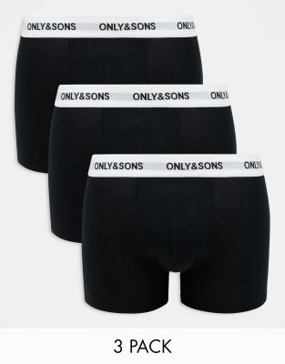 Черные плавки Only &Sons из 3-х комплектов с белым логотипом на поясе