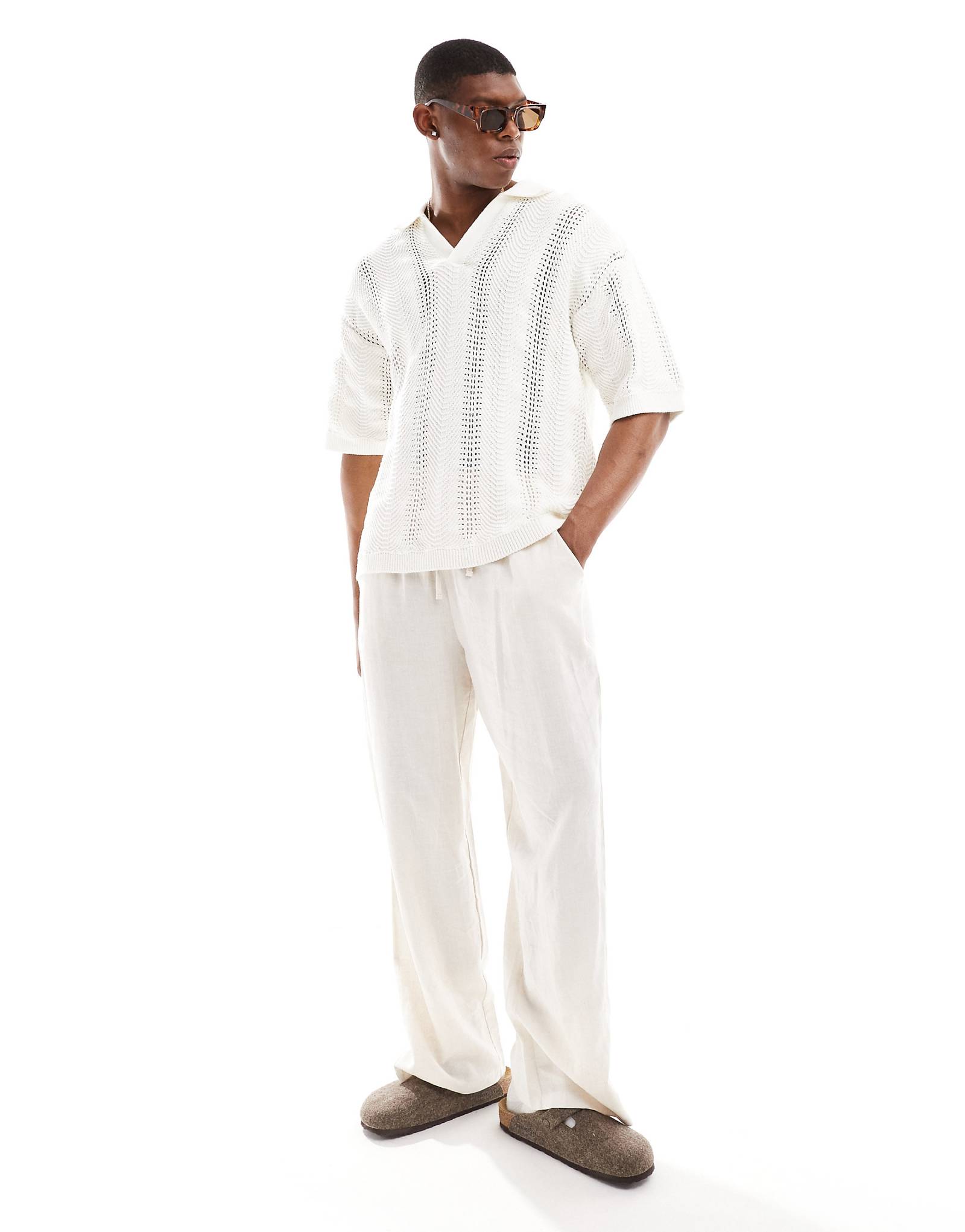 Jack -Jones вяжут поло крючком белого цвета 13290₽