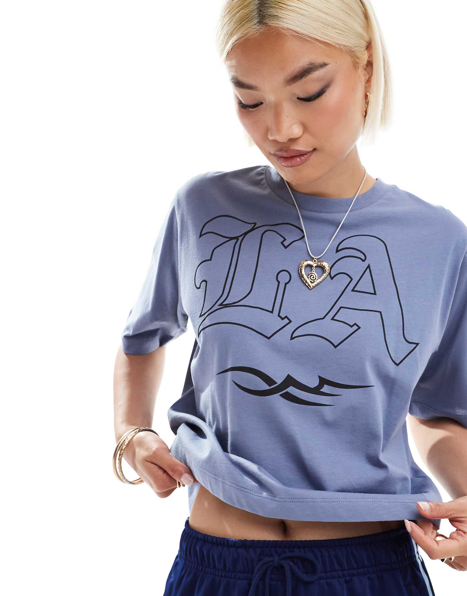 Футболка с короткими рукавами с принтом COLLUSION синего цвета 3290₽