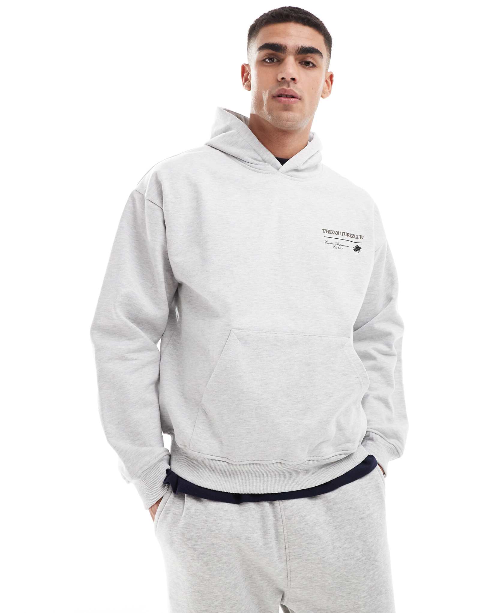 Мультиграфическая толстовка с капюшоном The Couture Club script в цвете хизер грей 17490₽