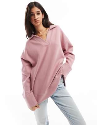 ДИЗАЙНЕРСКИЙ сверхмягкий ярусный свитер для регби ASOS DESIGN розового цвета
