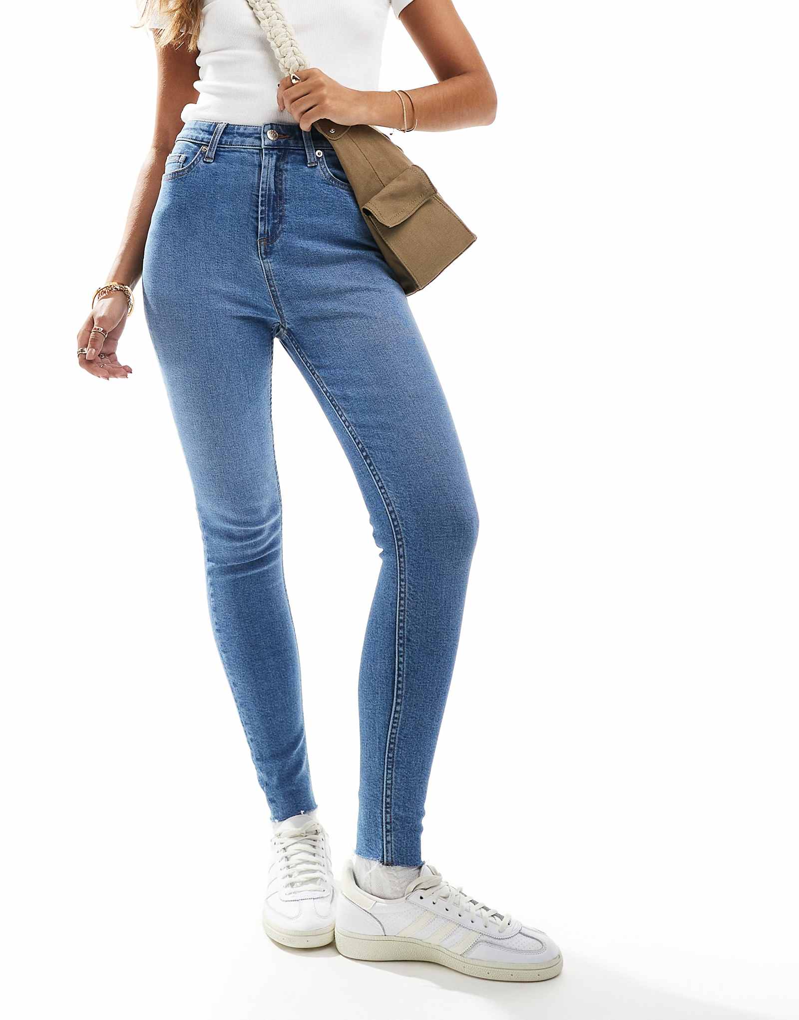 Узкие джинсы Miss Selfridge с высокой посадкой, темно-синего цвета