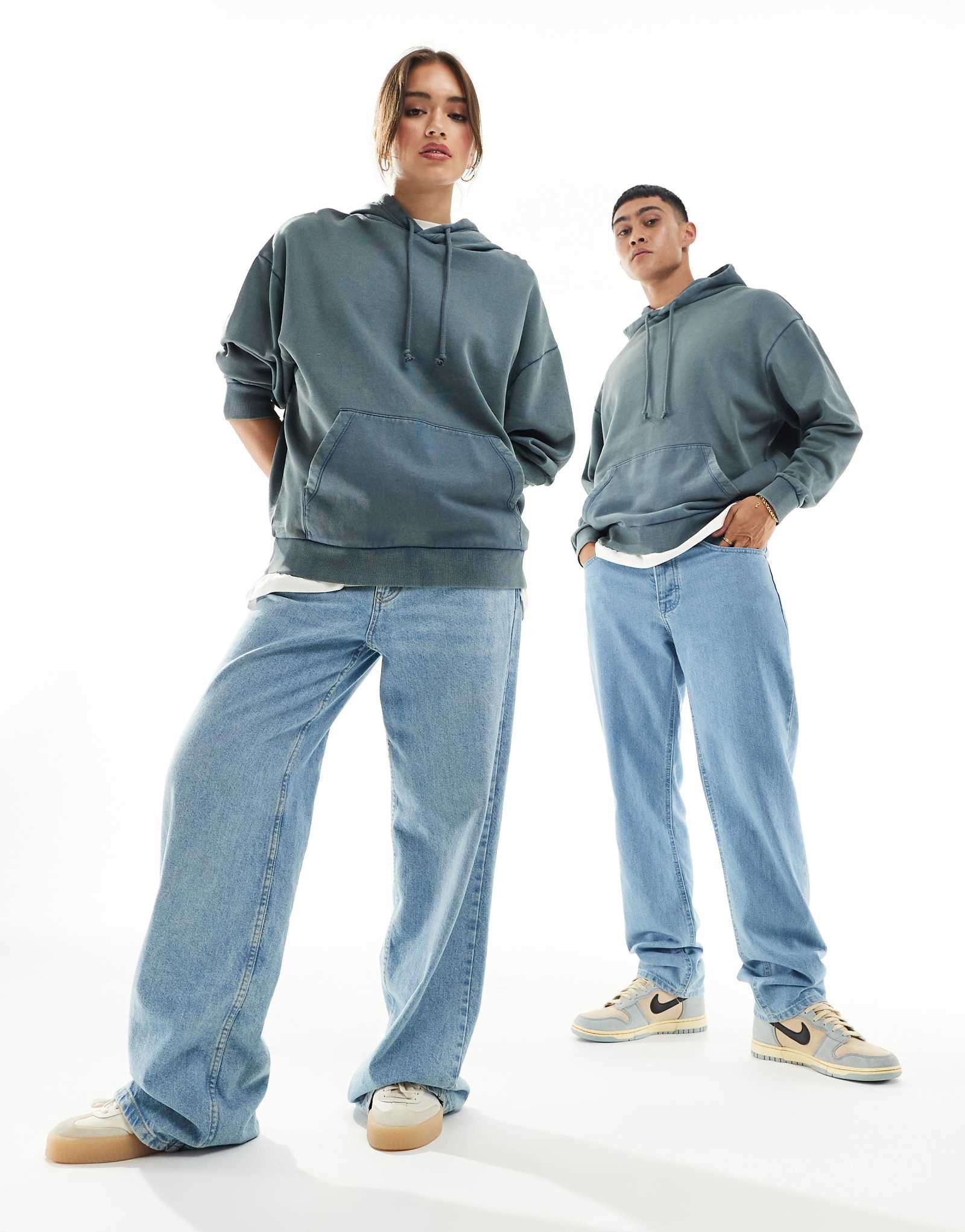 Асос дизайн возможное мужская толстовка с капюшоном оверсайз в кислотной промывки военно-морского флота 5890₽