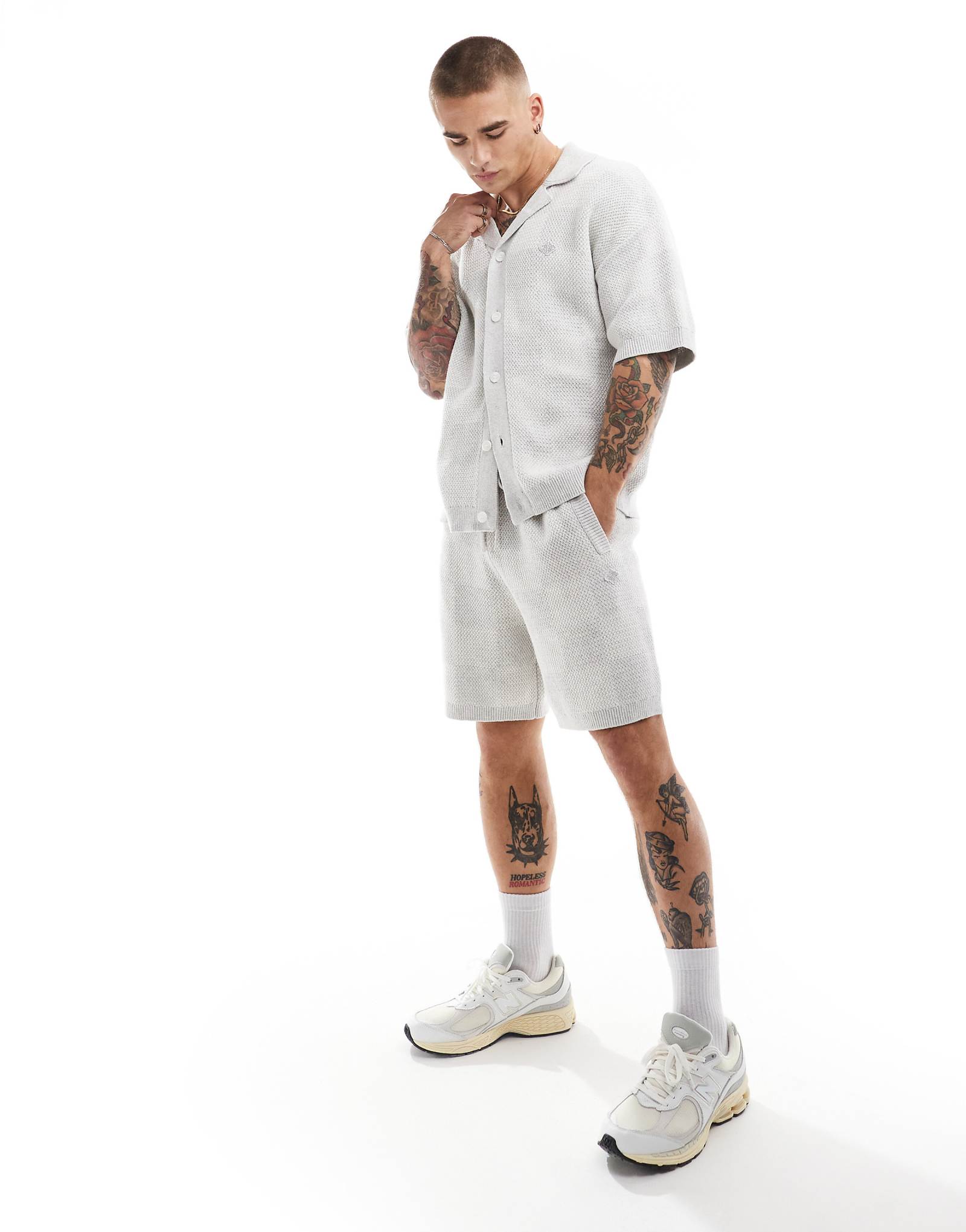 Трикотажные шорты в клетку от Couture Club серого цвета - часть комплекта 8390₽