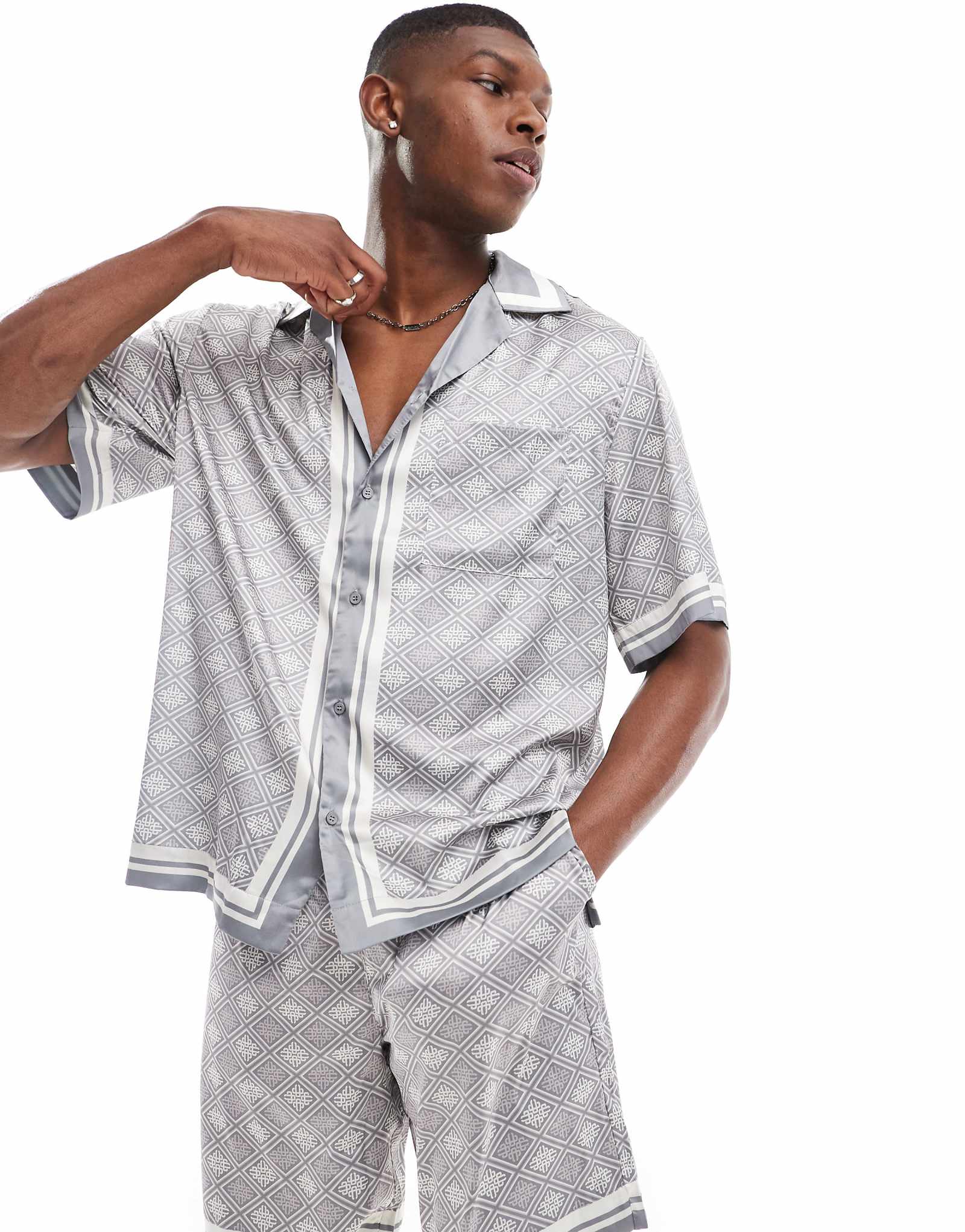 Рубашка с принтом эмблемы Couture Club серого цвета - часть комплекта 12790₽