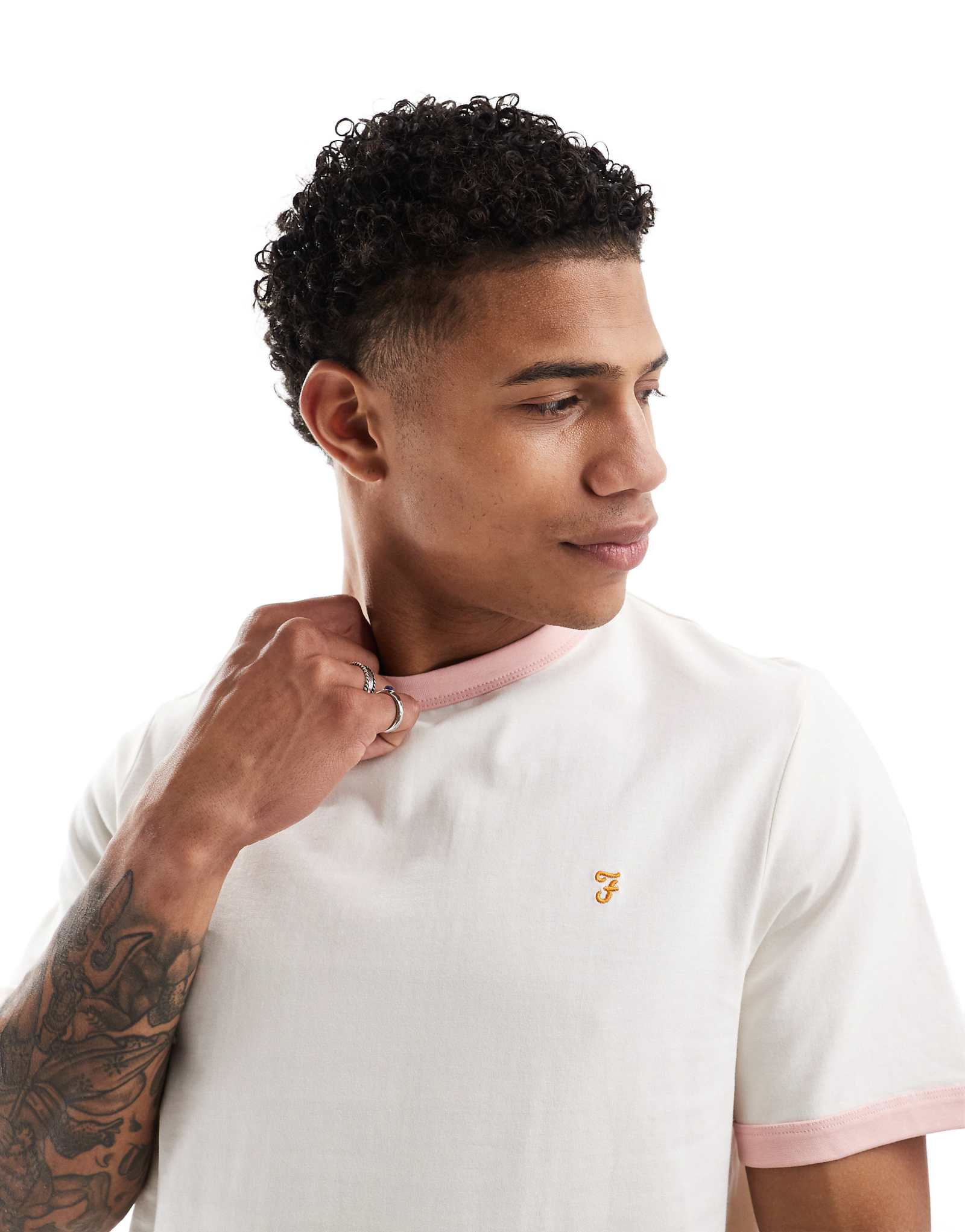 Футболка с коротким рукавом Farah ringer белого цвета 5590₽