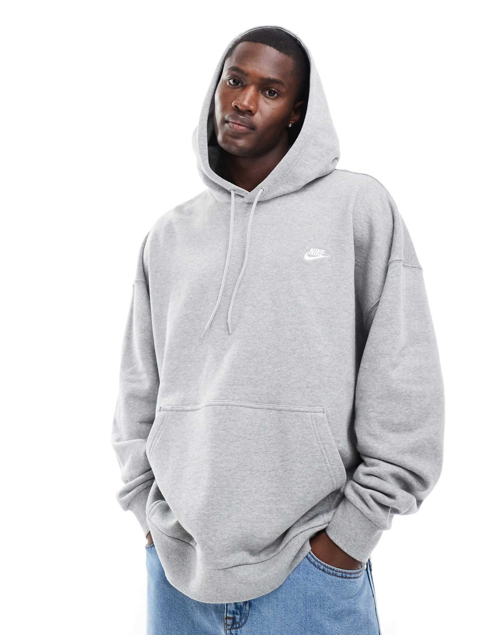 Толстовка Nike Club french terry oversize с капюшоном серого цвета 11390₽