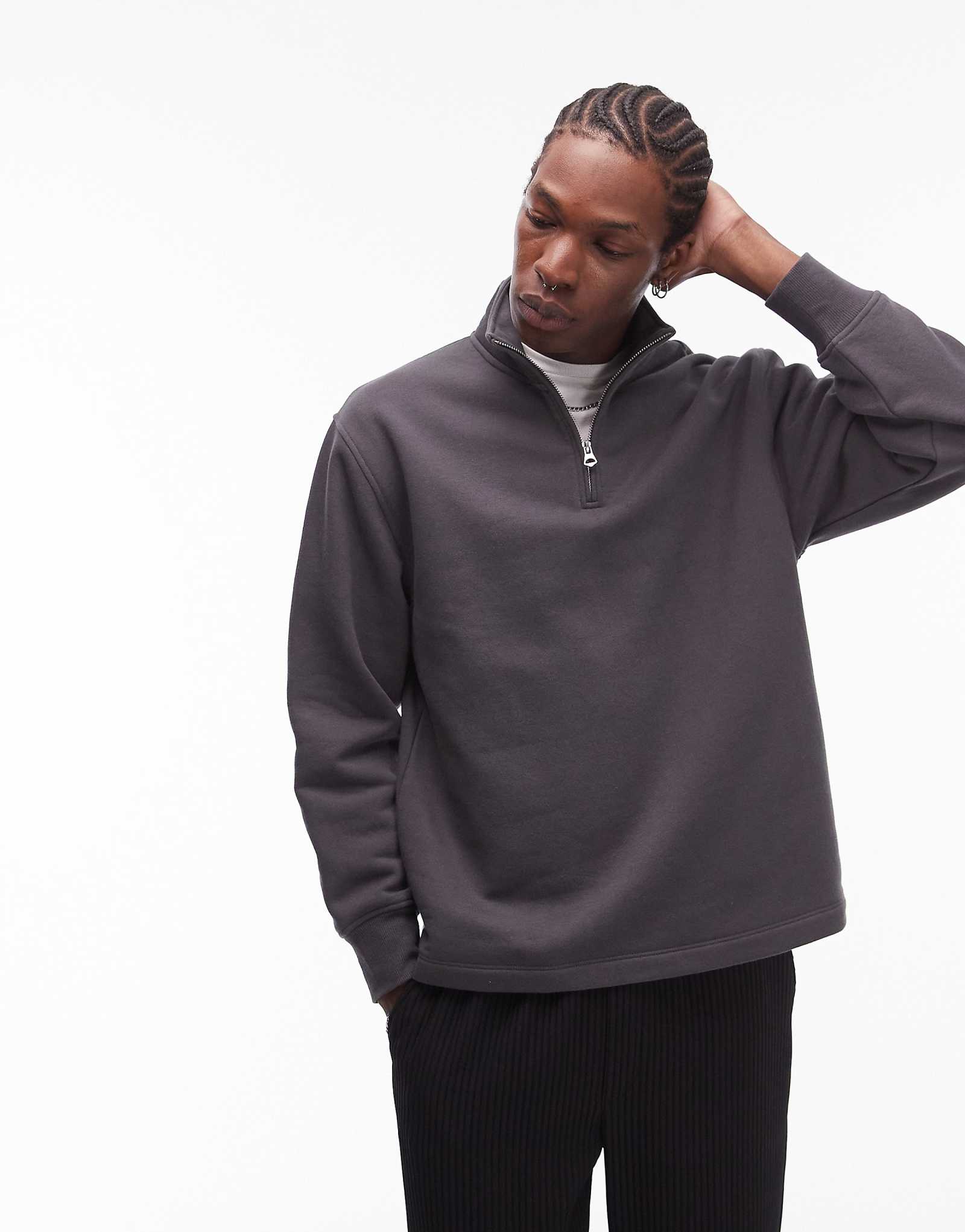 Толстовка Topman с молнией на воротнике цвета древесного угля 7290₽