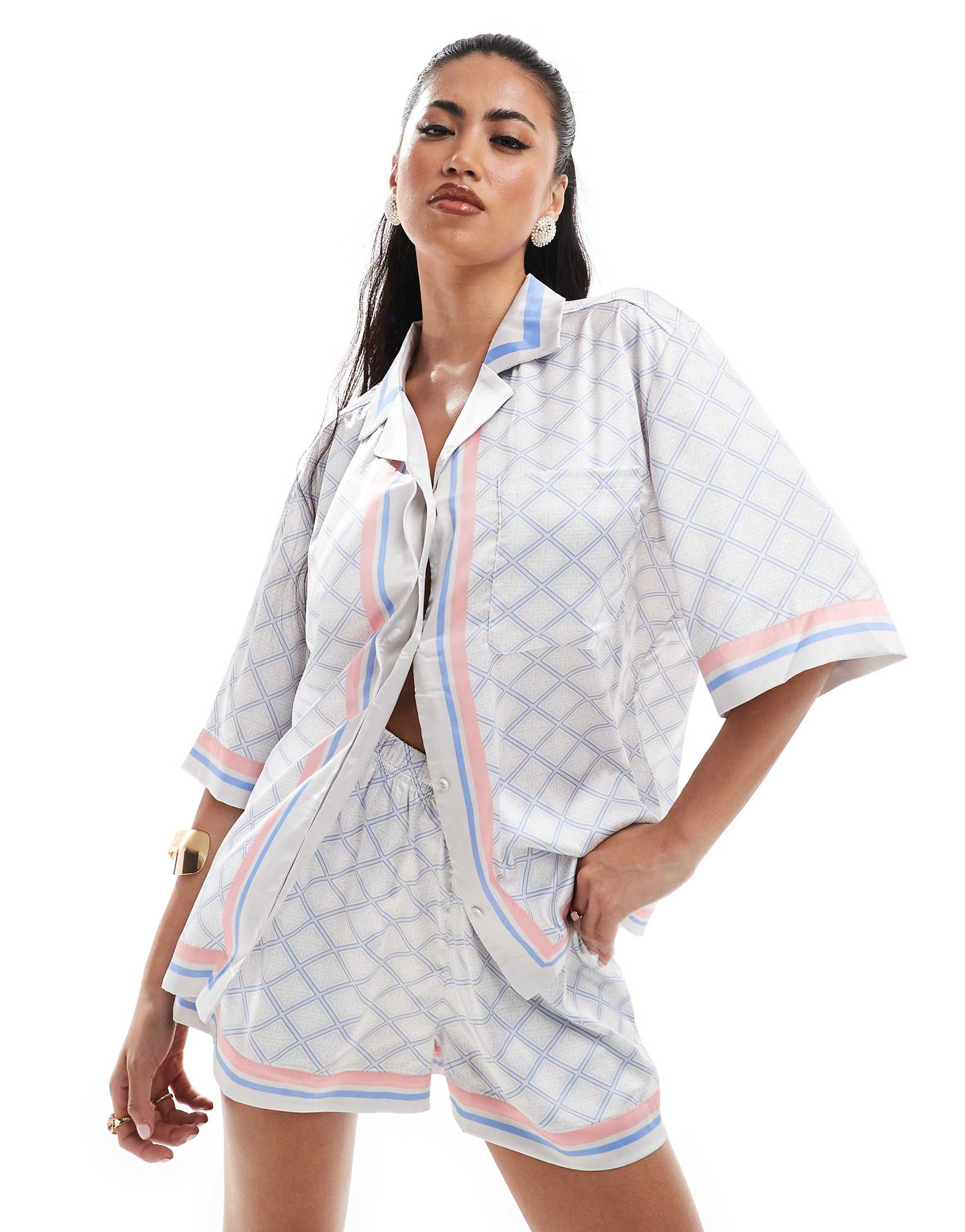 Синяя рубашка с принтом эмблемы Couture Club - часть комплекта 10090₽