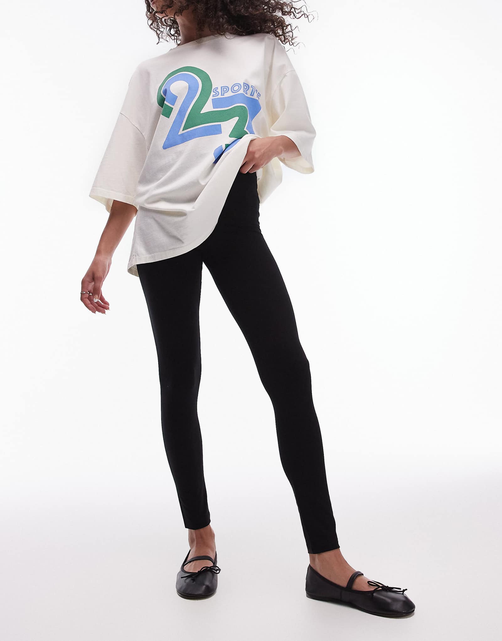 Базовые черные леггинсы Topshop длиной до щиколотки 4690₽