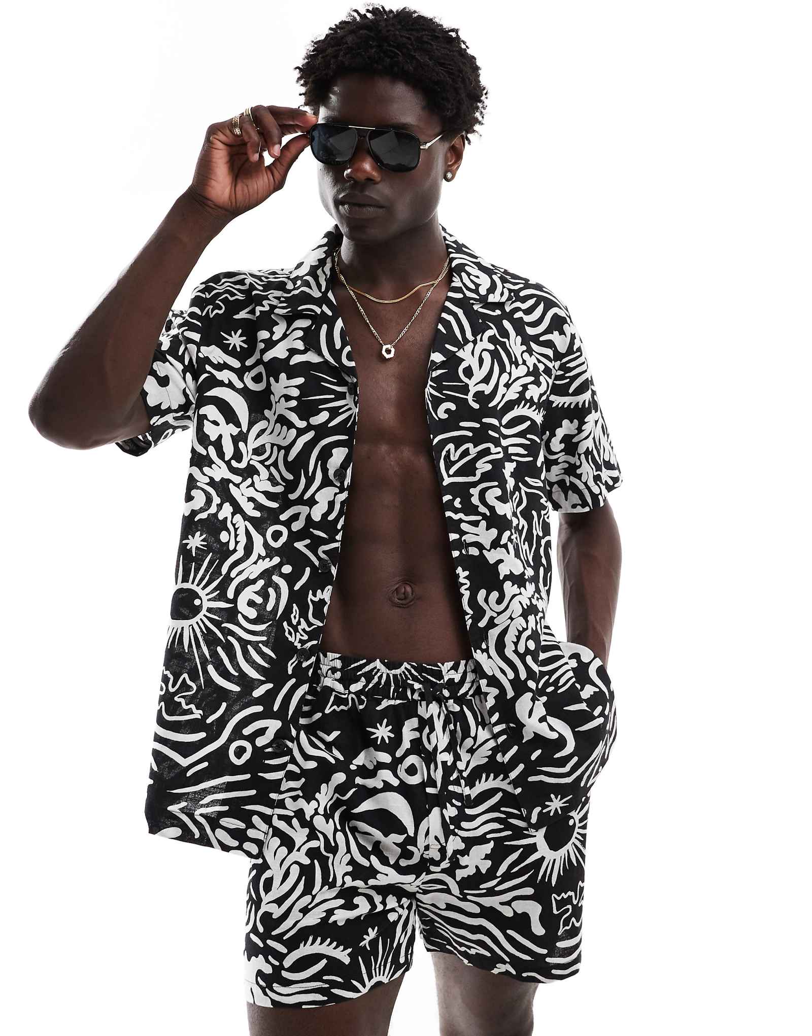 Пляжная рубашка Goldsboro pocket revere resort из нескольких цветов 6490₽