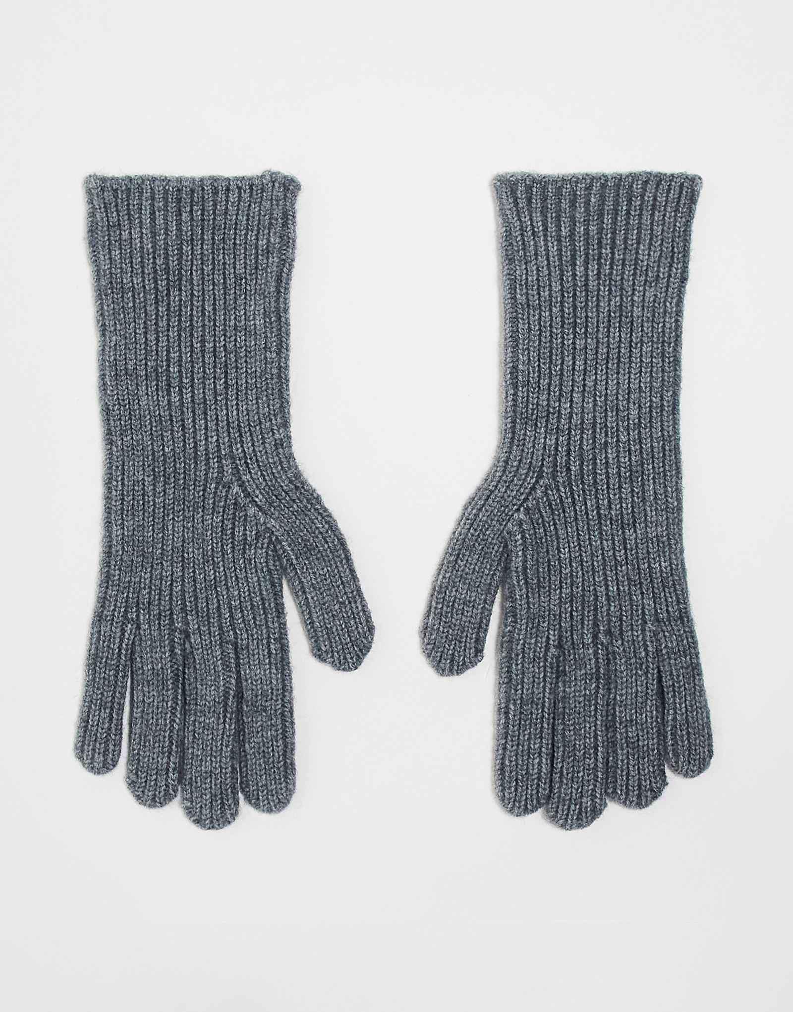 ДИЗАЙНЕРСКИЕ перчатки ASOS в рубчик с длинными манжетами серого цвета 1890₽