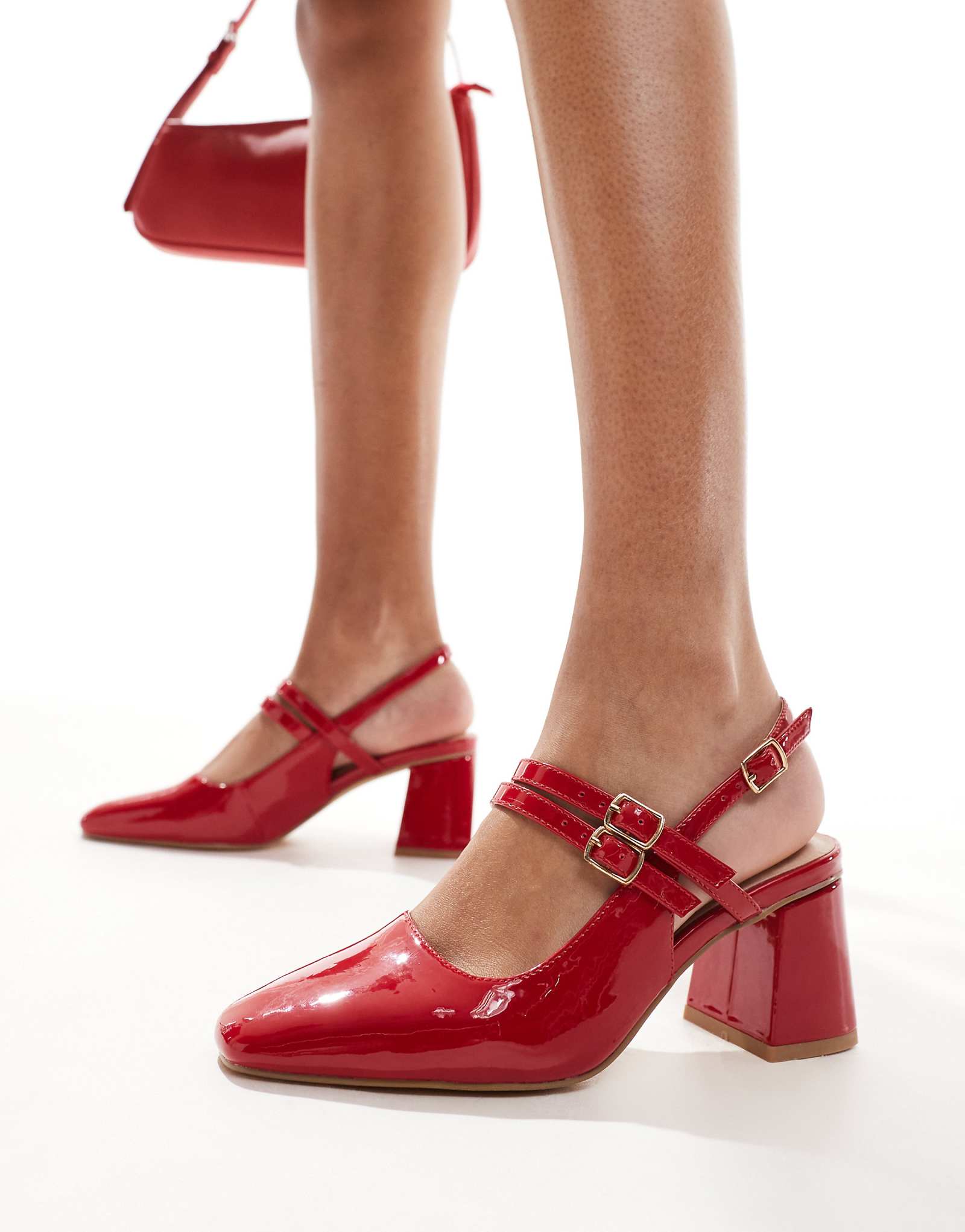 Красные босоножки London Rebel Talia на высоком каблуке-лодочке среднего размера 7990₽