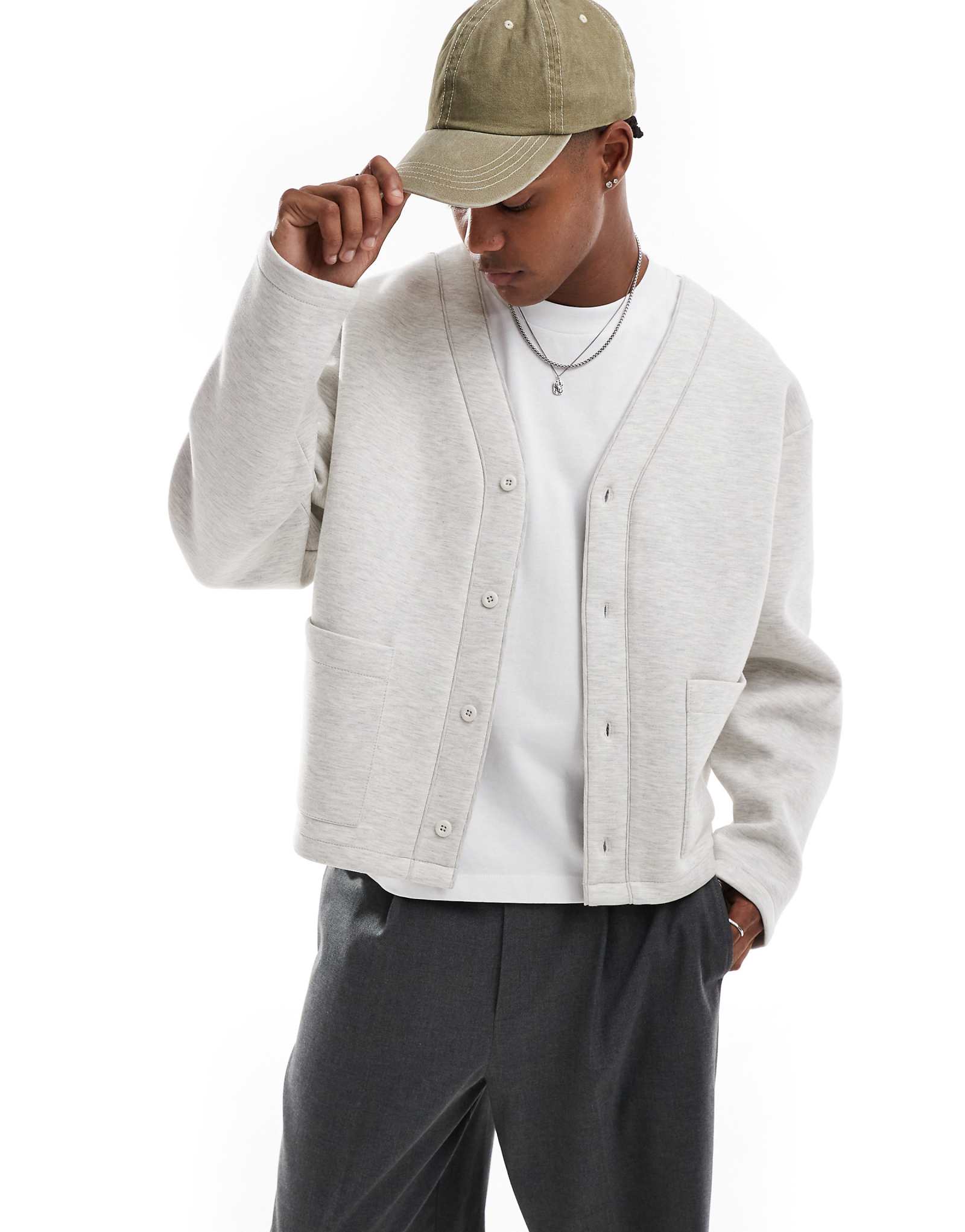 Кардиган для подводного плавания оверсайз от ASOS DESIGN цвета вереска серого цвета 7690₽