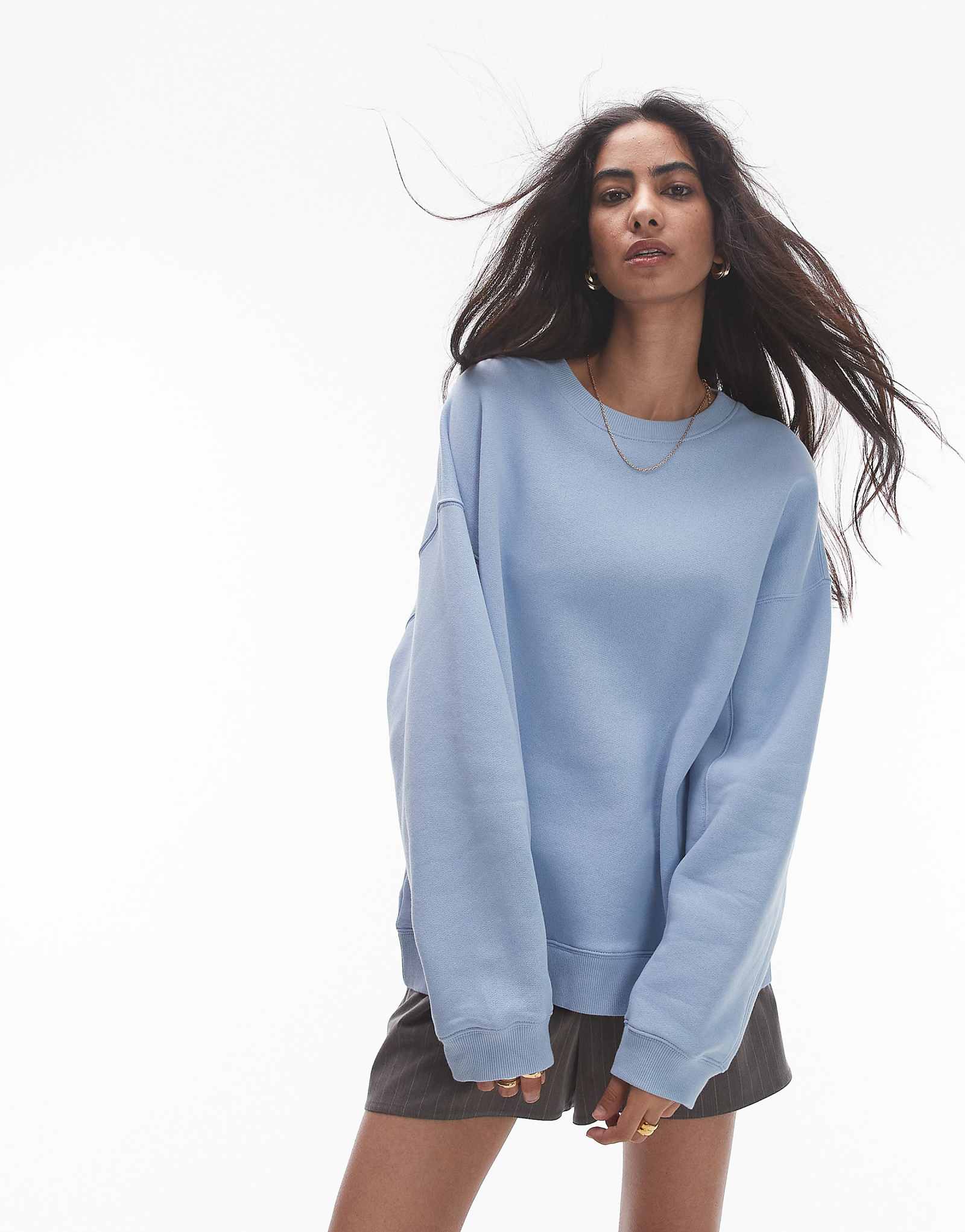 Толстовка Topshop premium с отделкой швами нежно-синего цвета 9590₽