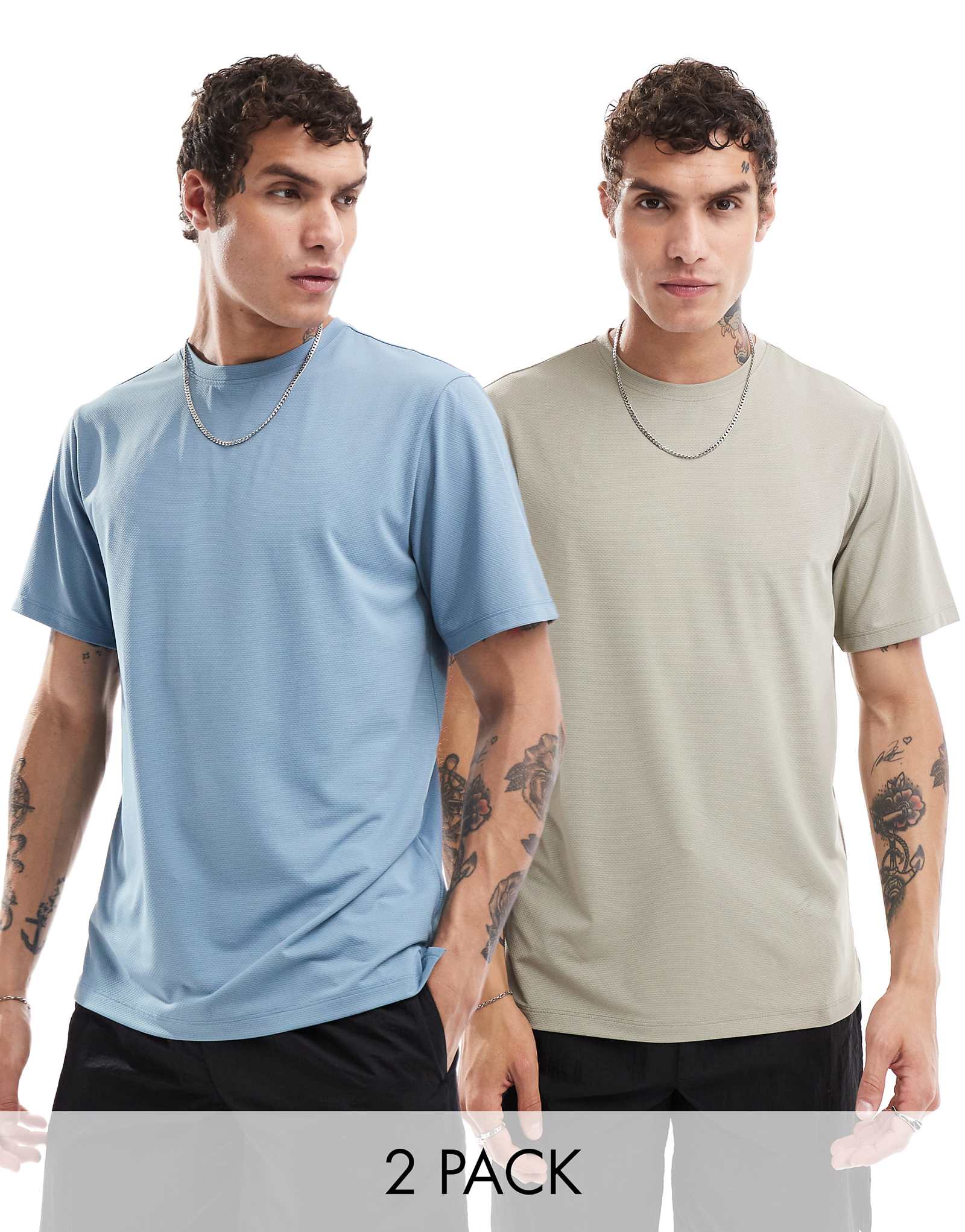 Тренировочная футболка ASOS 4505 Icon с быстрым высыханием 2 упаковки темно-серого и темно-синего цветов 6590₽