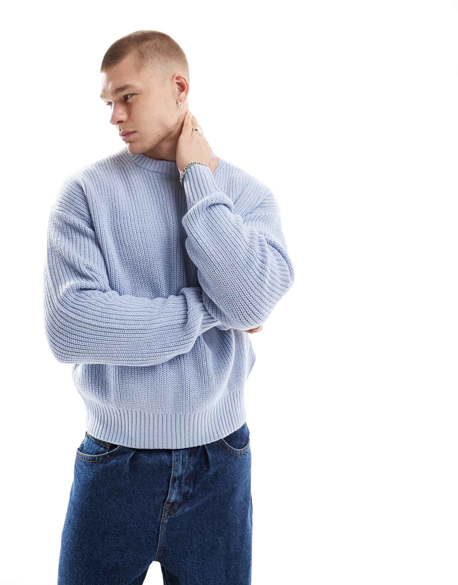 Синий свитер в рубчик Bershka 9490₽