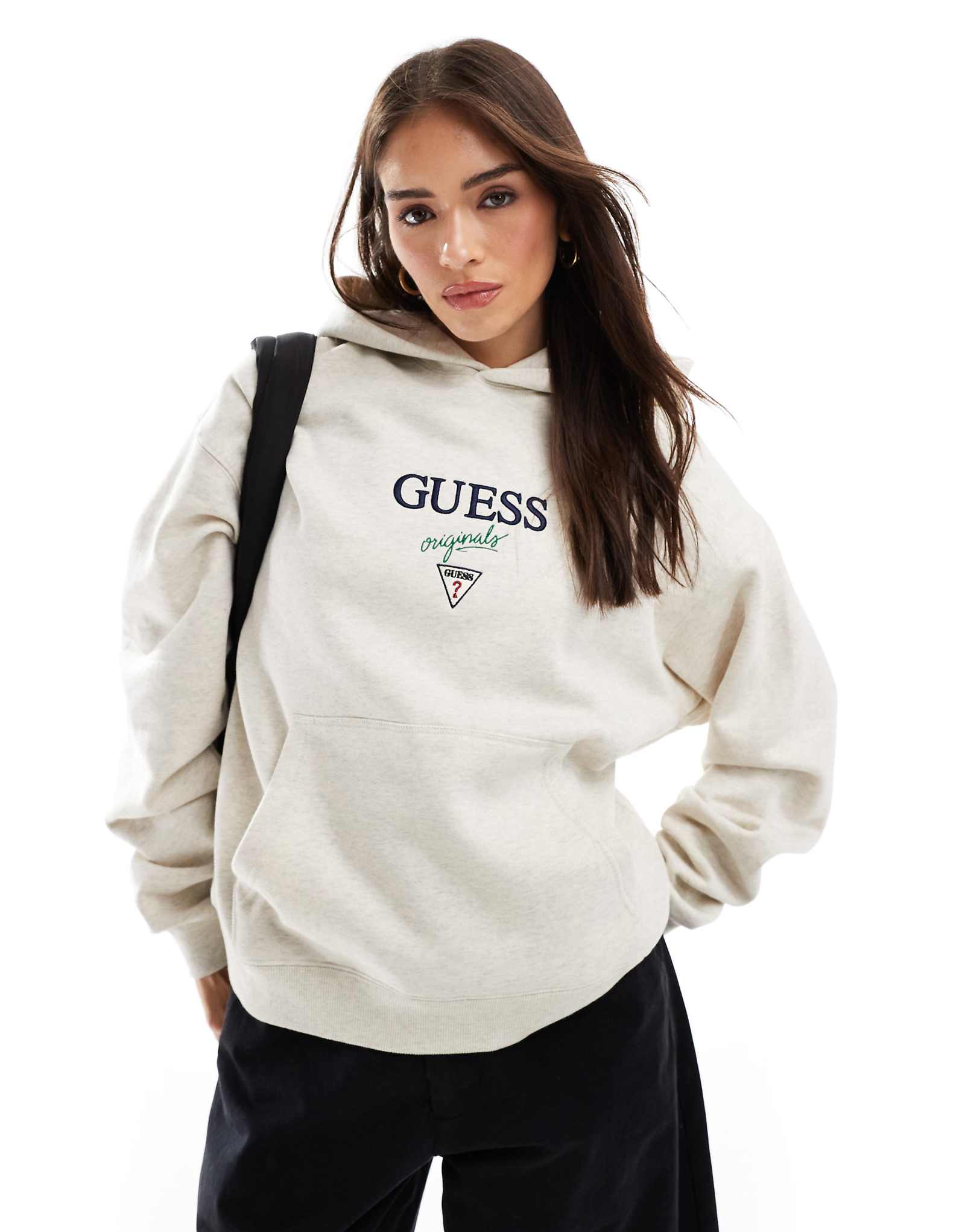 Толстовка с логотипом Guess Originals heather baker серого цвета 17790₽