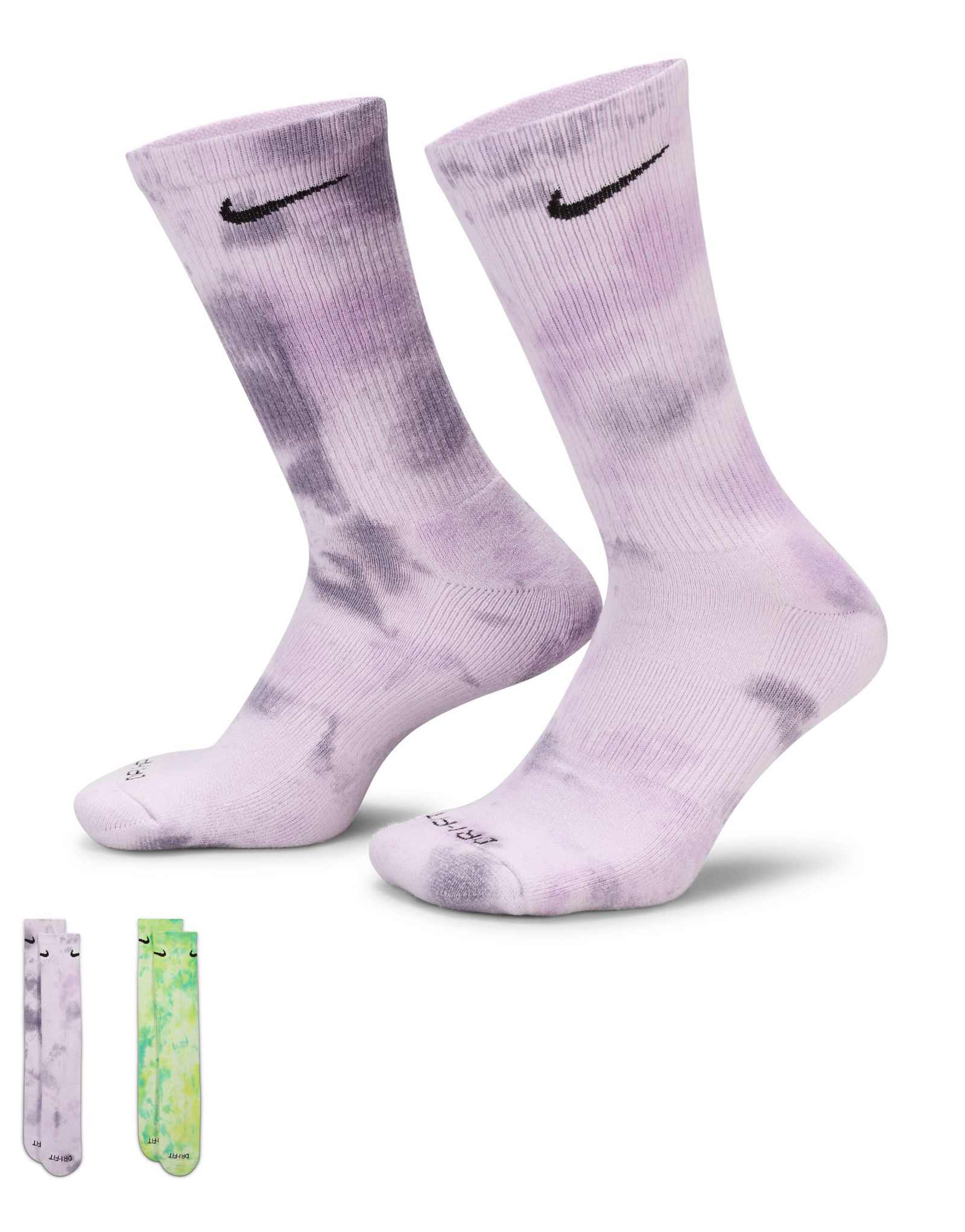 Носки Nike Everyday Plus с подкладкой из 2 упаковок tie dye crew фиолетового цвета