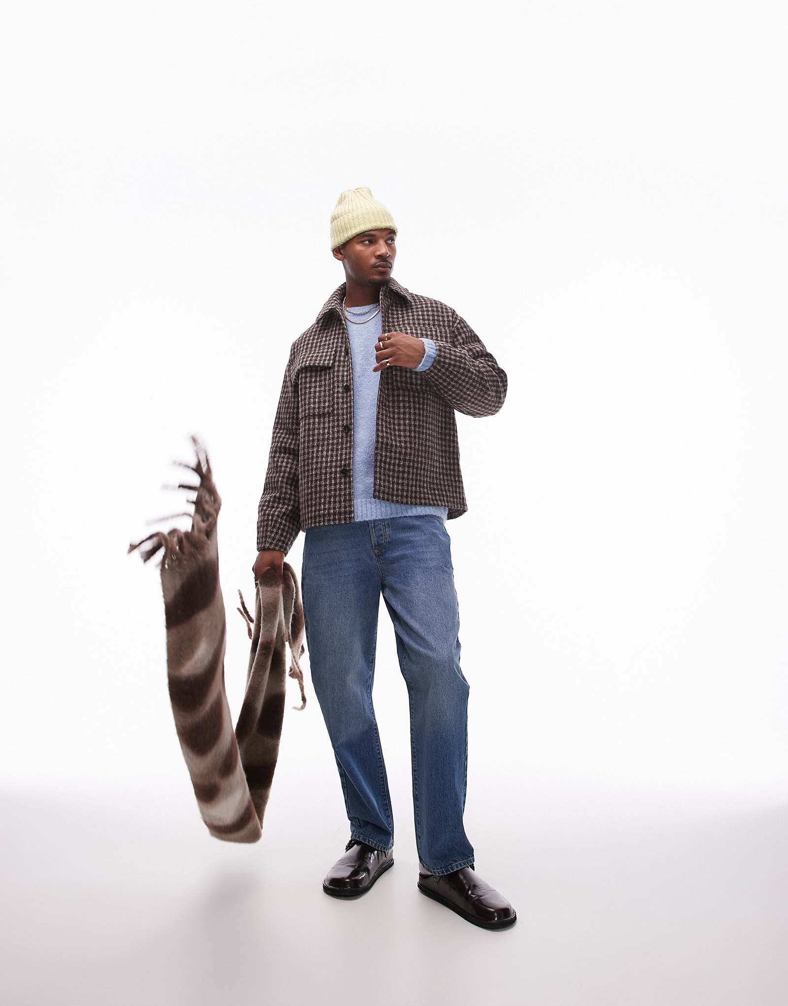 Верхняя коричневая рубашка Topman в клетку 19790₽