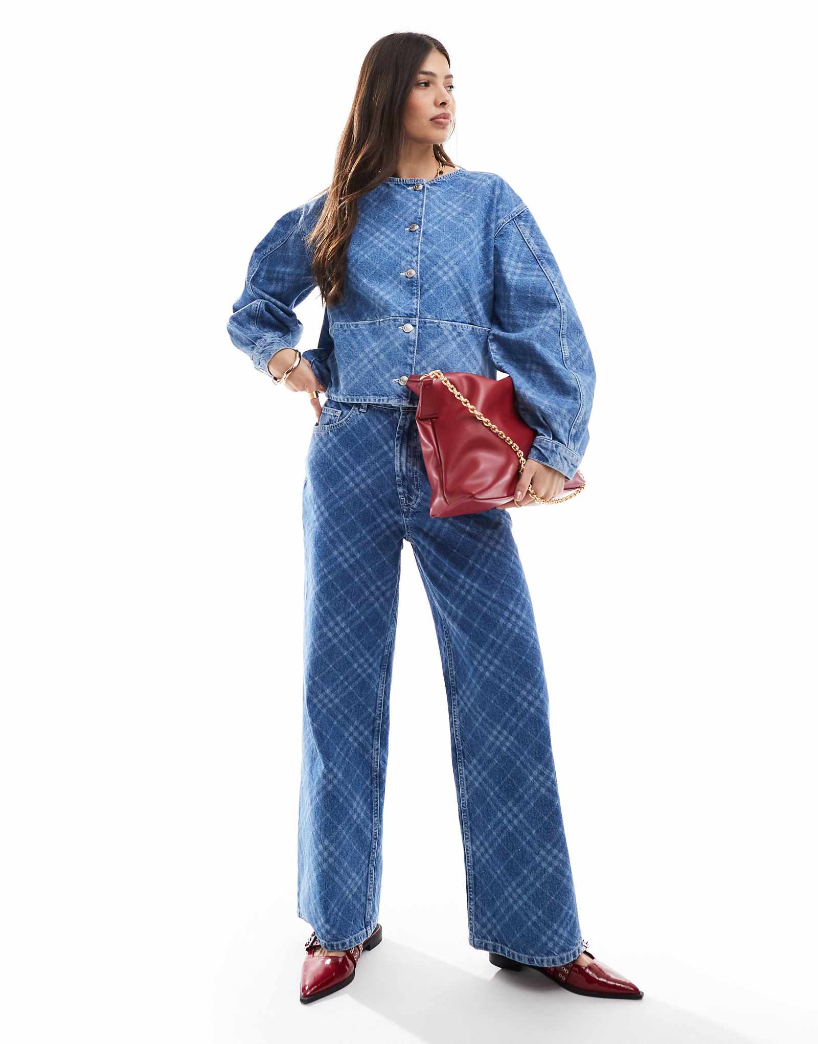 ДИЗАЙНЕРСКИЙ костюм ASOS dad jean с принтом в клетку 3890₽