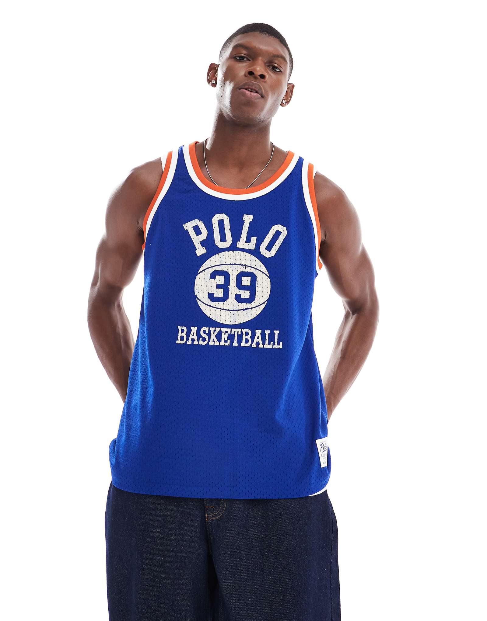Баскетбольная майка Polo Ralph Lauren с сетчатым логотипом темно-синийоранжевый 21190₽