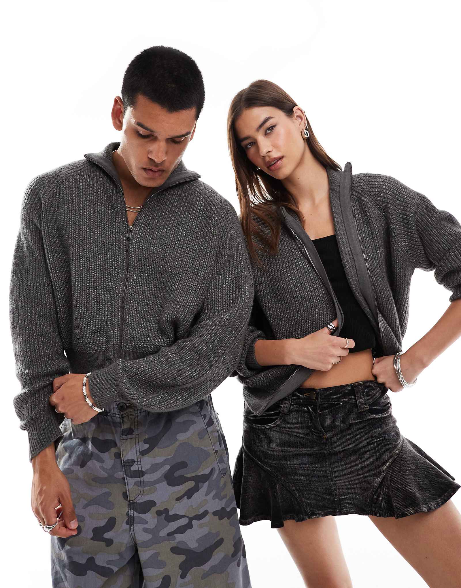 Кардиган унисекс COLLUSION на молнии серого цвета 7290₽