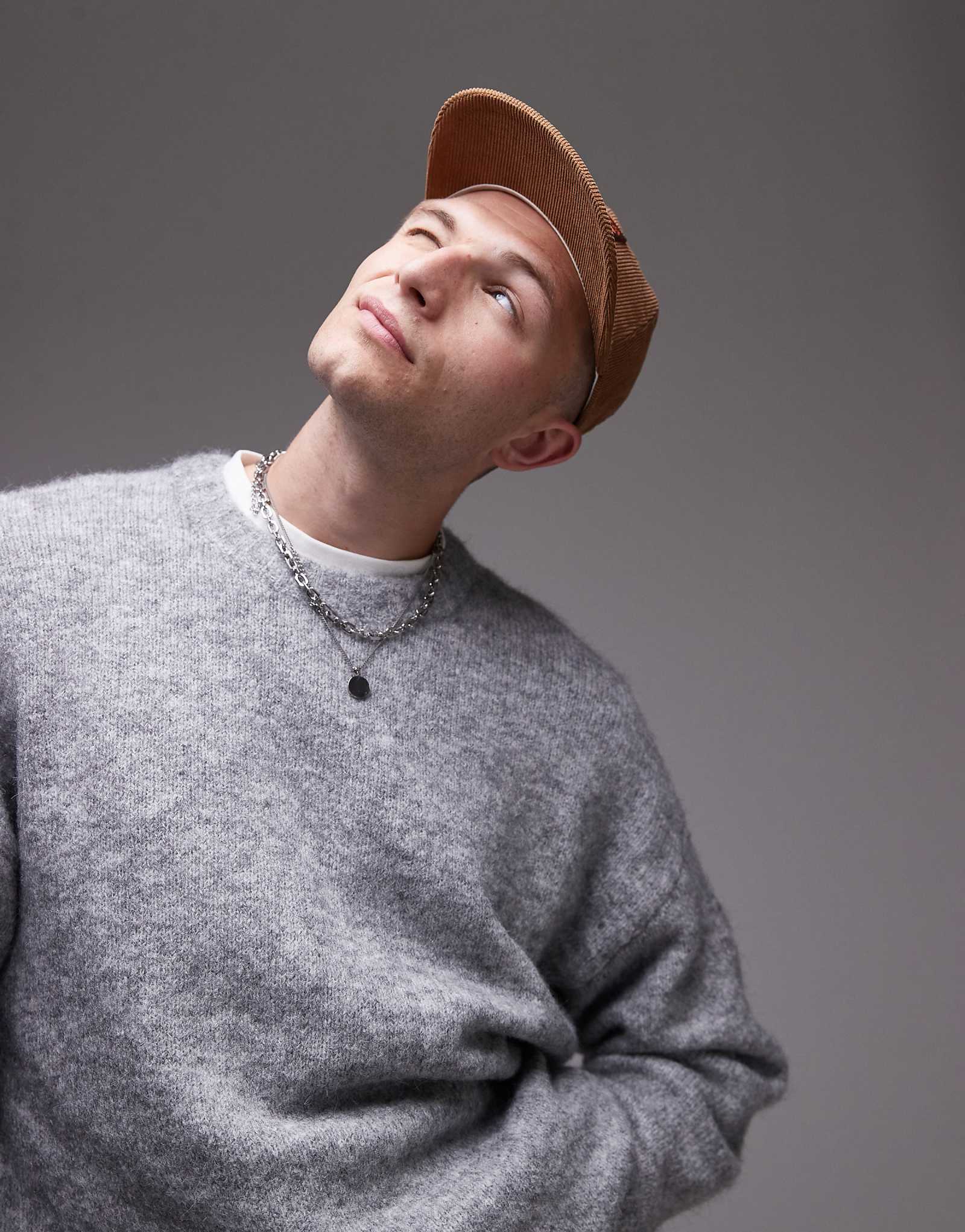 Свитер вересковый свободного кроя Topman серого цвета 11390₽