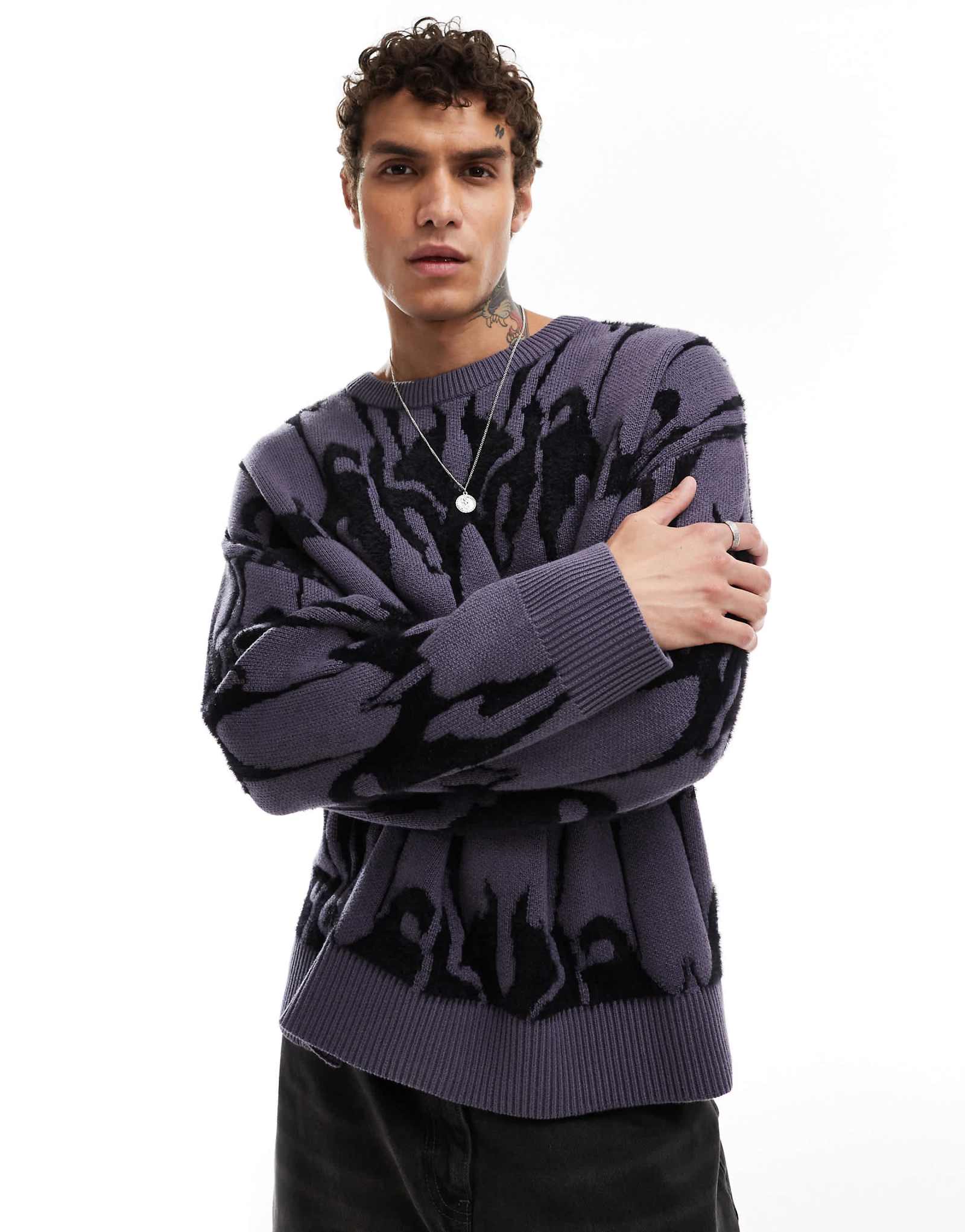 Шифр буднего дня с текстурированным жаккардовым рисунком темно-синего цвета 15290₽