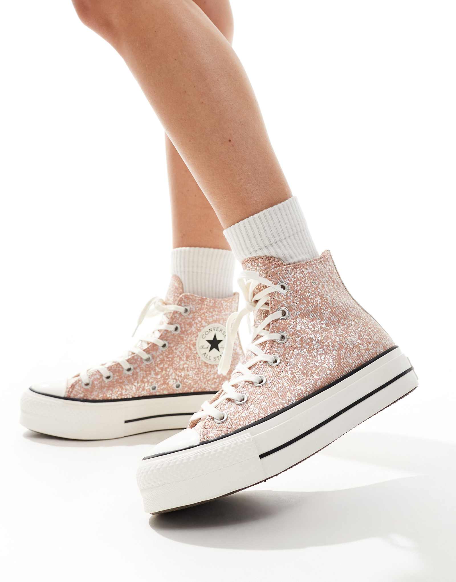 Кеды Converse Chuck Taylor All Star Lift Platform Glitter розового цвета 11390₽