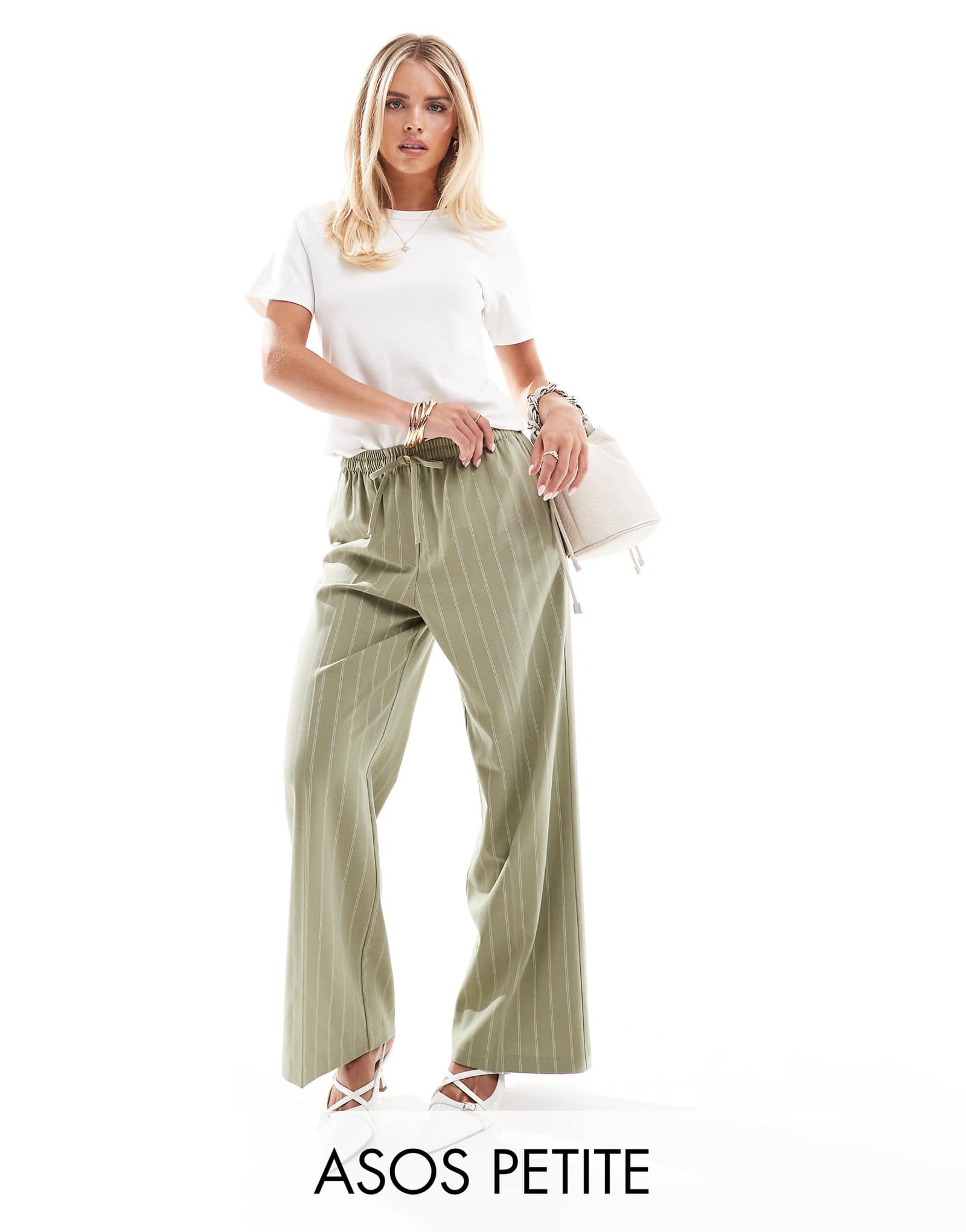 Облегающие брюки ASOS DESIGN в тонкую полоску цвета хаки сшитые на заказ 5690₽