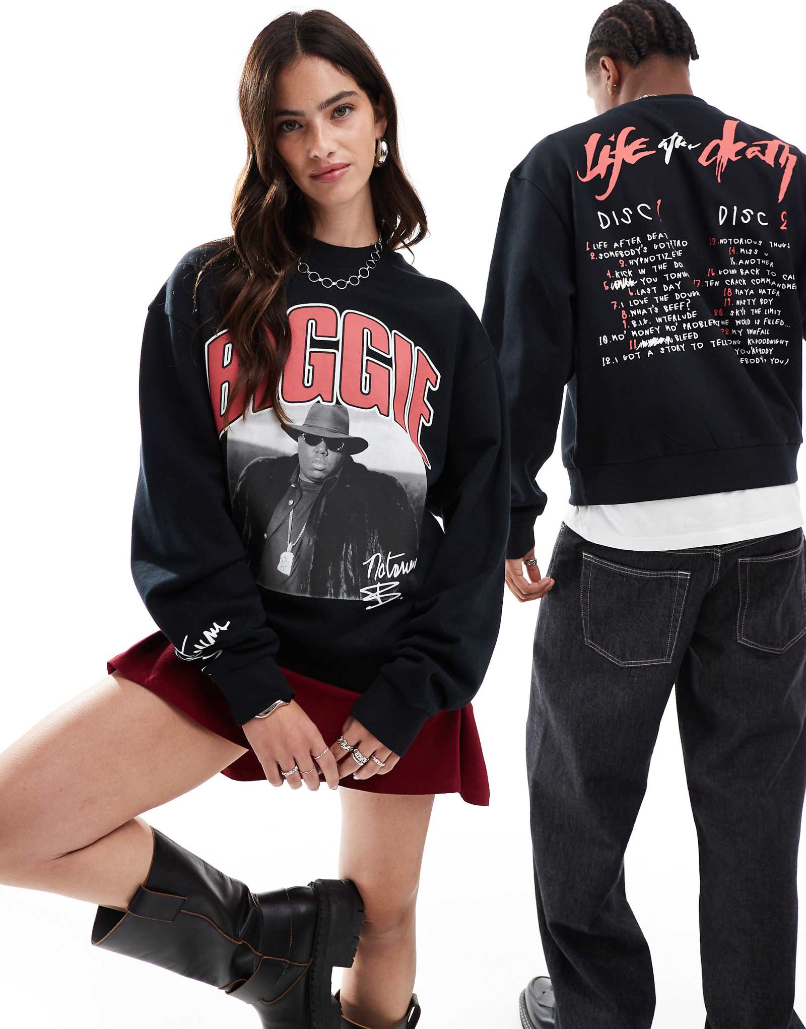 Лицензионная толстовка свободного кроя унисекс от ASOS DESIGN с принтом Biggie Smalls черного цвета 8190₽