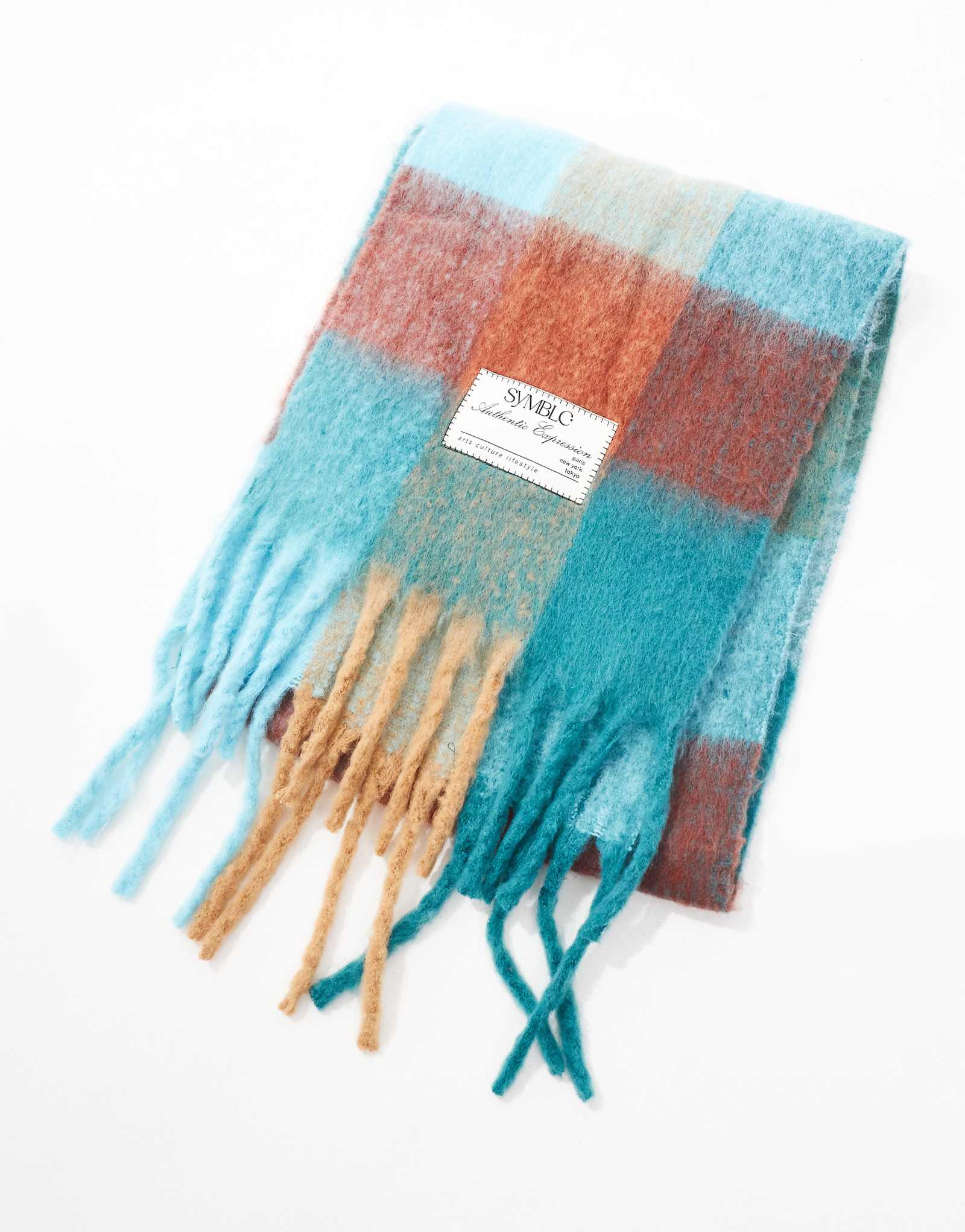 Клетчатый шарф Bershka бежевого цвета 4890₽