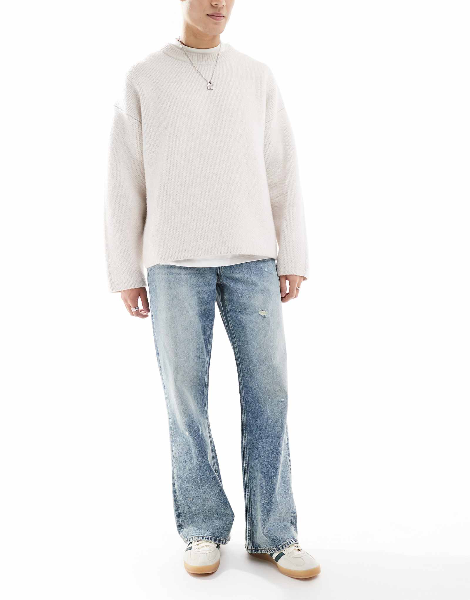 ДИЗАЙНЕРСКИЕ широкие джинсы-клеш ASOS светло-голубого цвета 8190₽