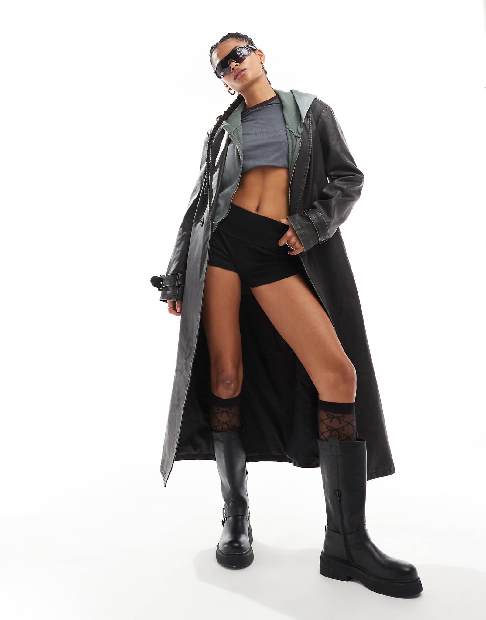 Дейзи улица мягкий PU промывают плащ 16690₽