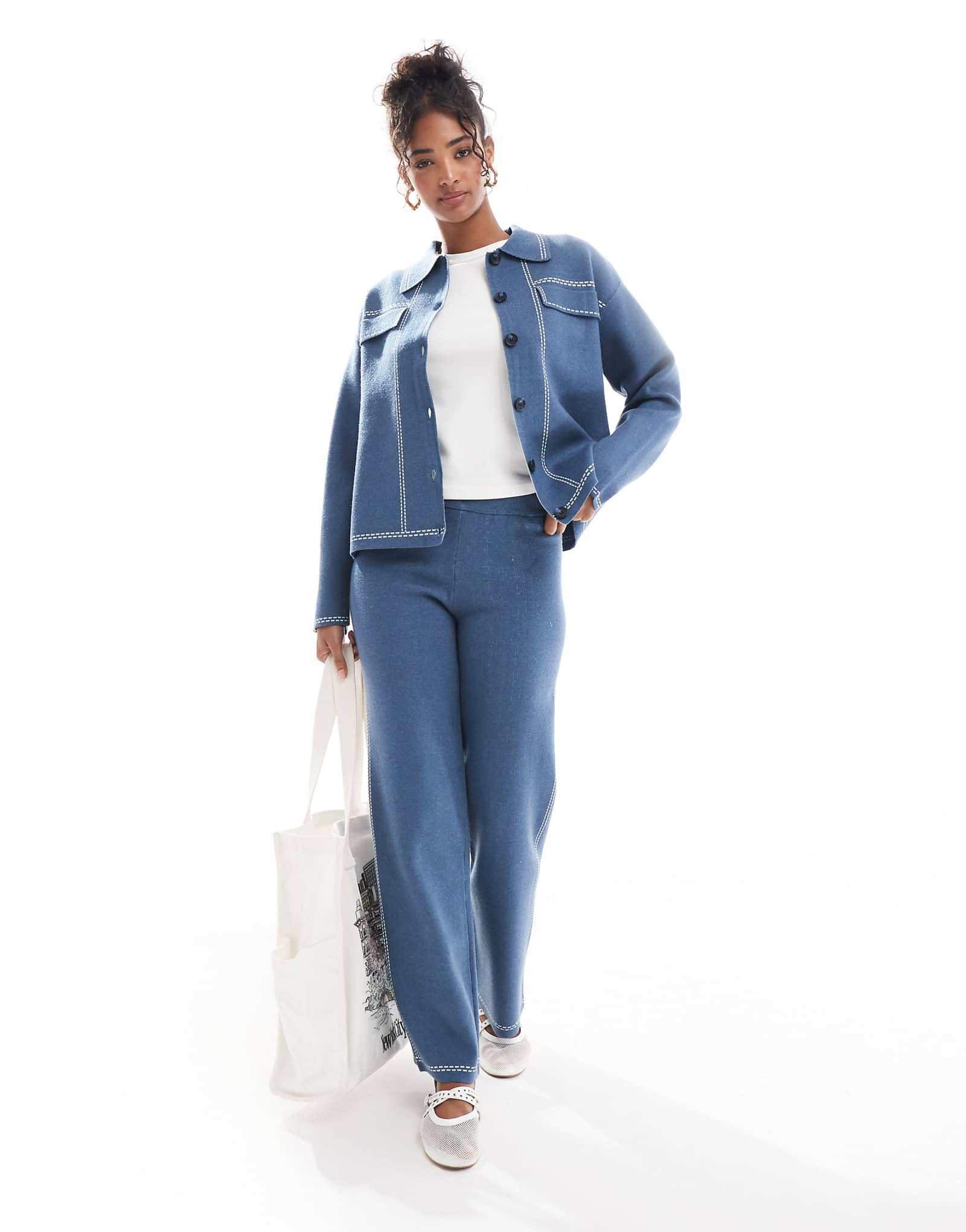 Трикотажные брюки Object синего цвета - часть комплекта 4190₽