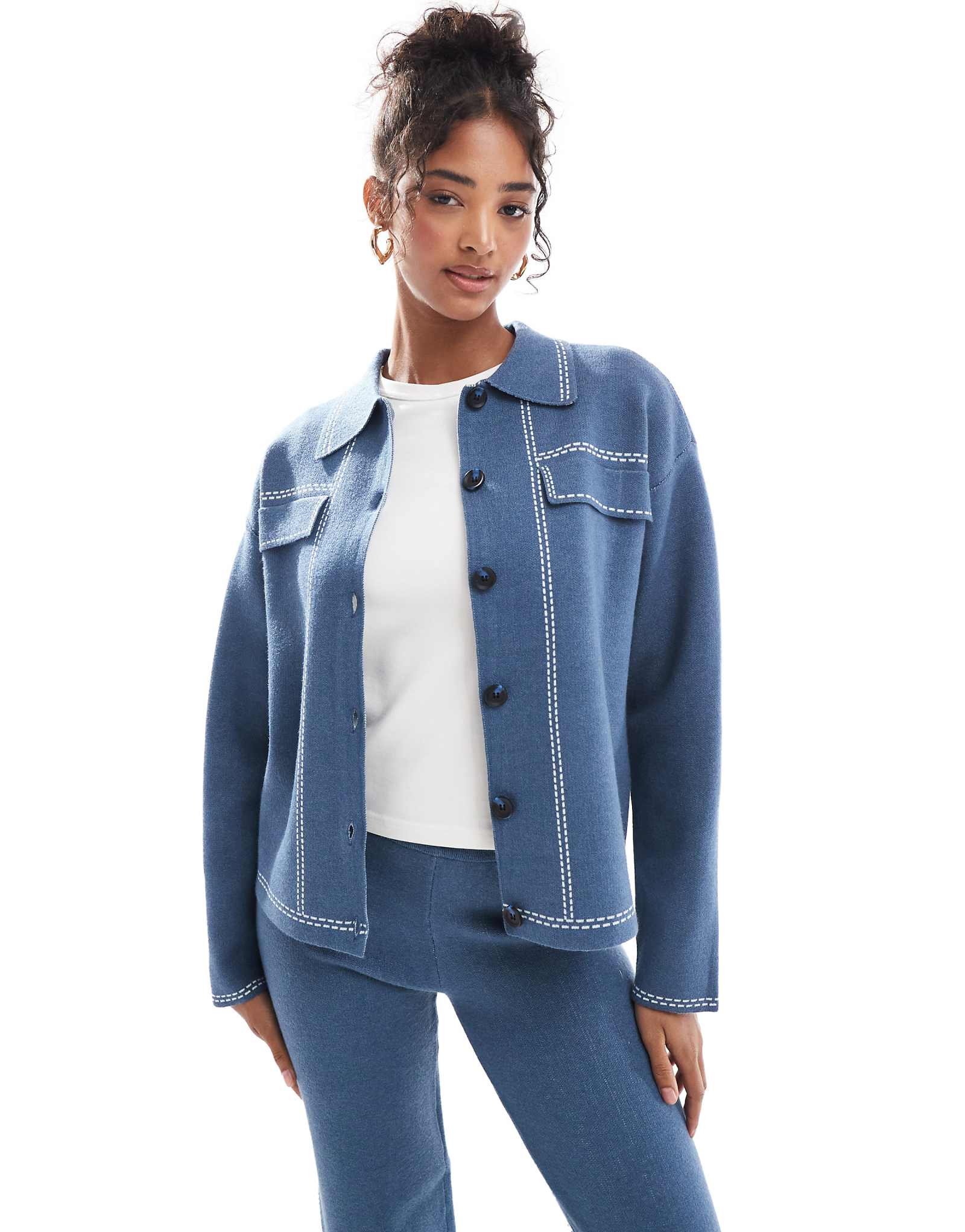 Предмет трикотажная рубашка в западном стиле синего цвета - часть комплекта 13590₽