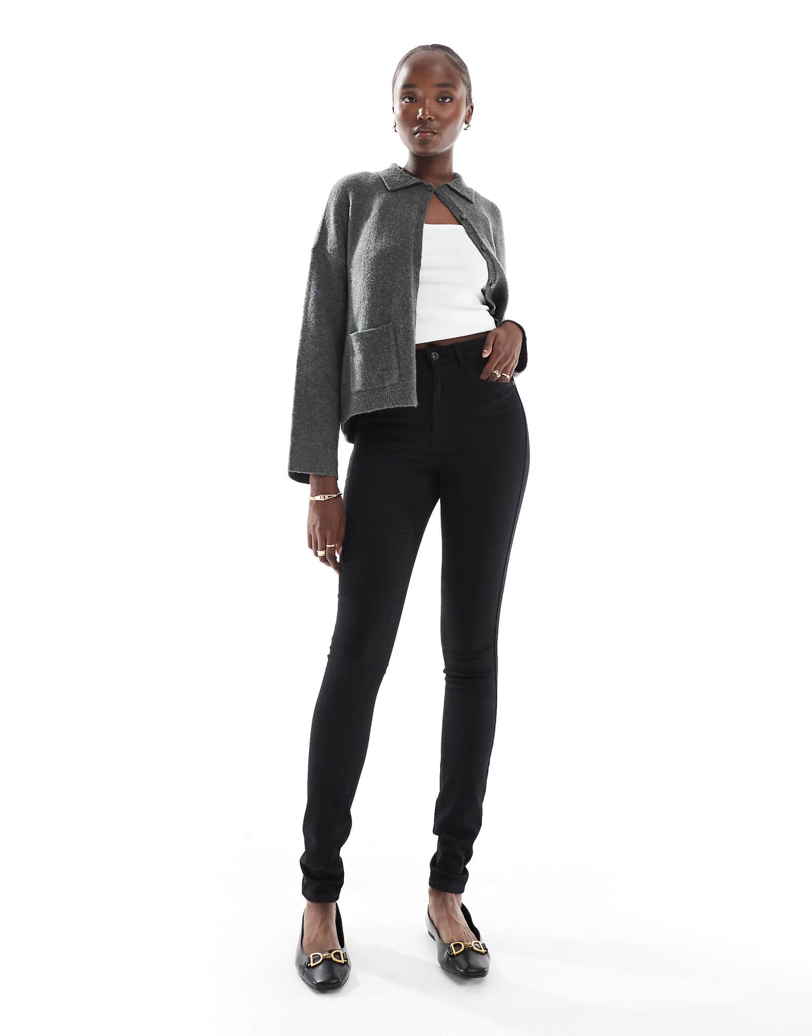 Джинсы-скинни с высокой талией Only Tall Royal черного цвета