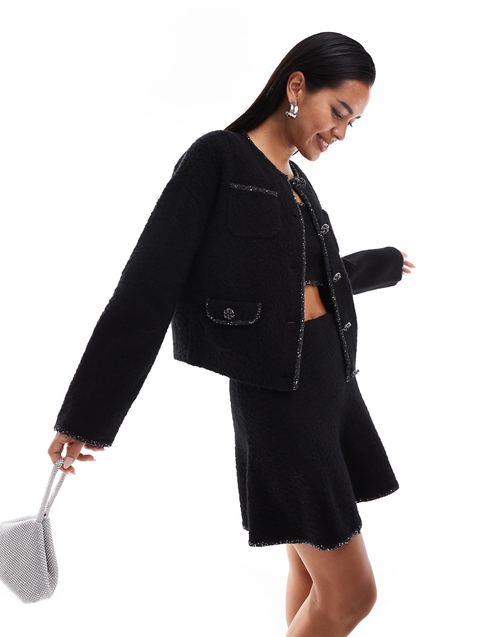 - Other Stories вязаный кардиган из смеси шерсти с букле черного цвета - часть комплекта 22290₽