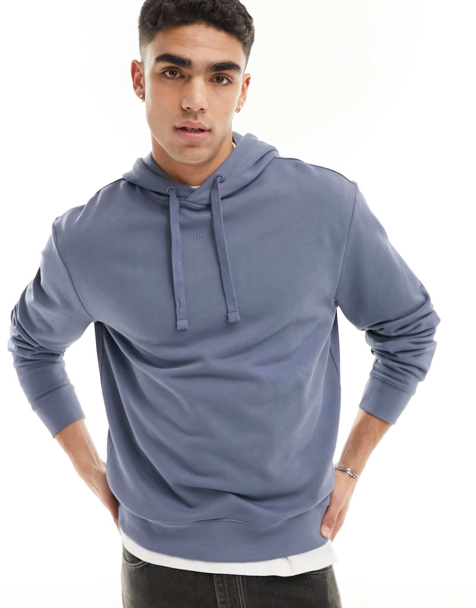 Темно-синяя толстовка с капюшоном HUGO RED с логотипом Dapo 21290₽