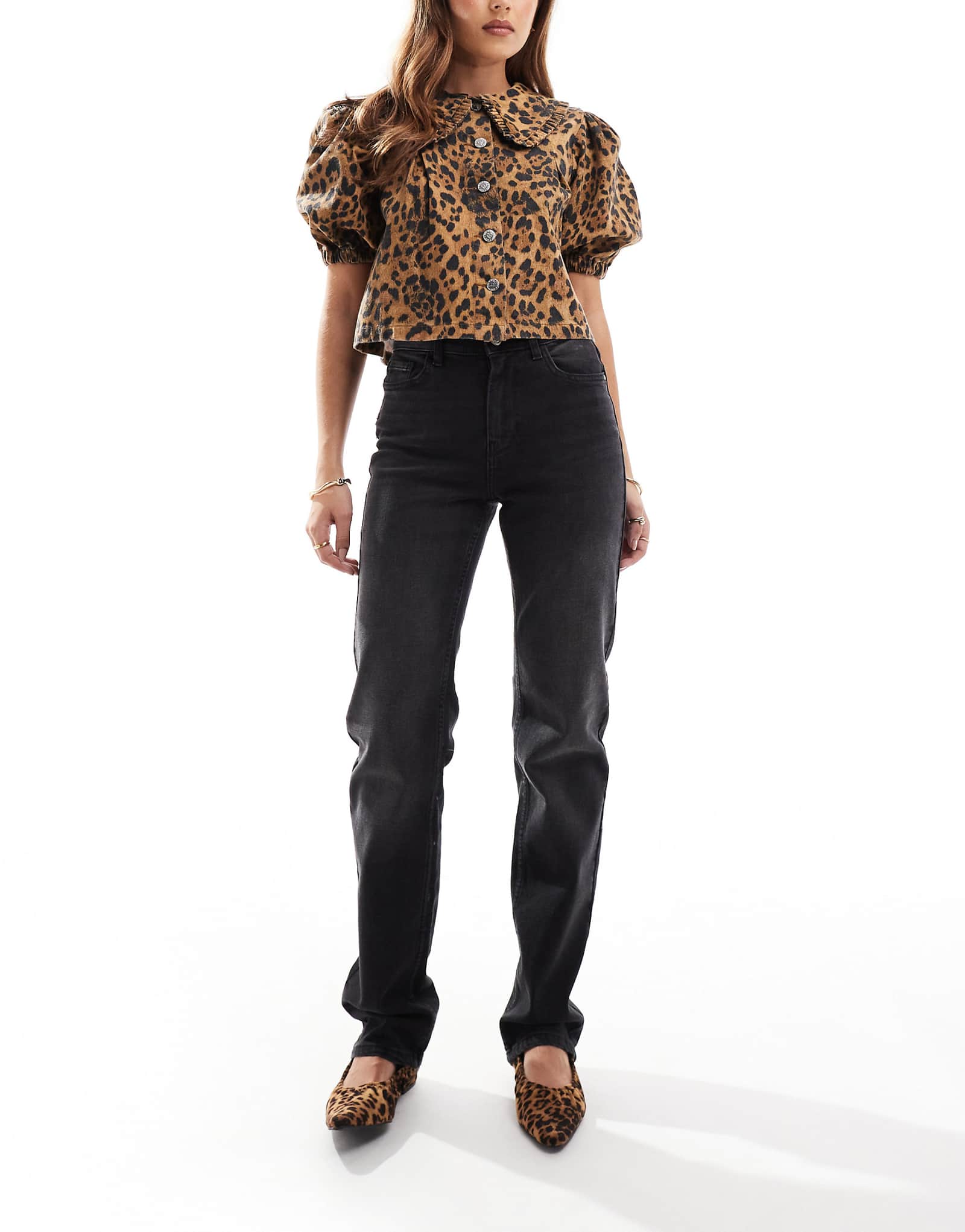 Джинсы ONLY Jane с прямыми штанинами на талии черного цвета 4190₽