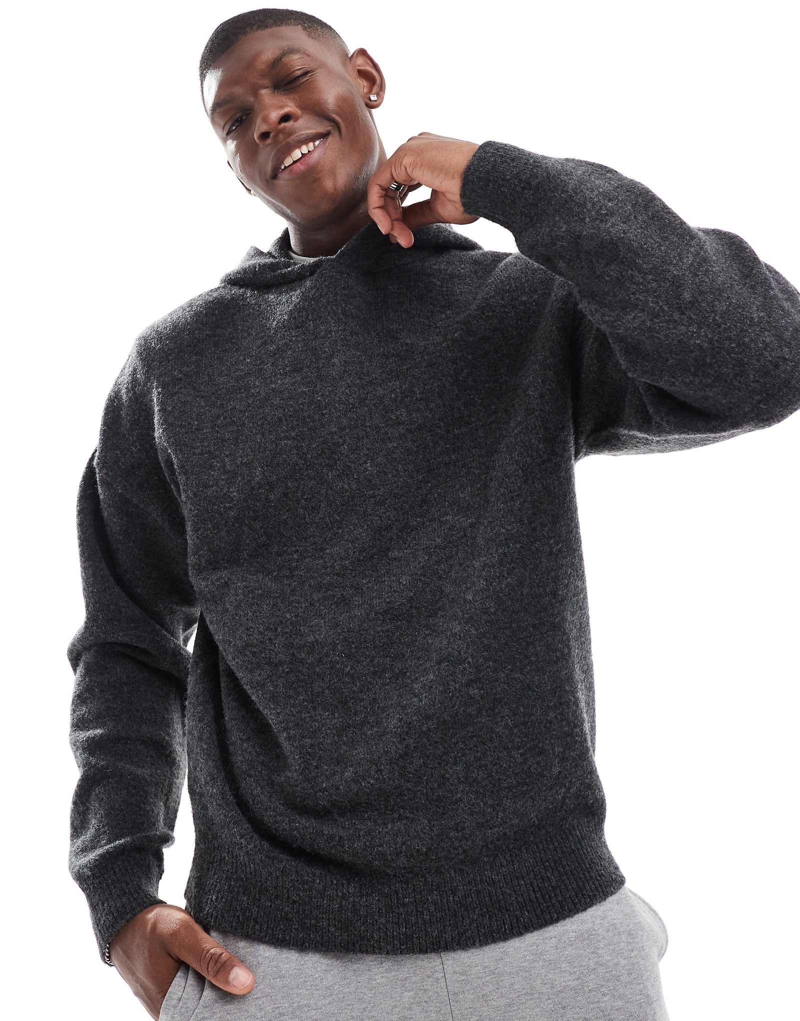 Трикотажная толстовка ADPT оверсайз серого цвета 9790₽