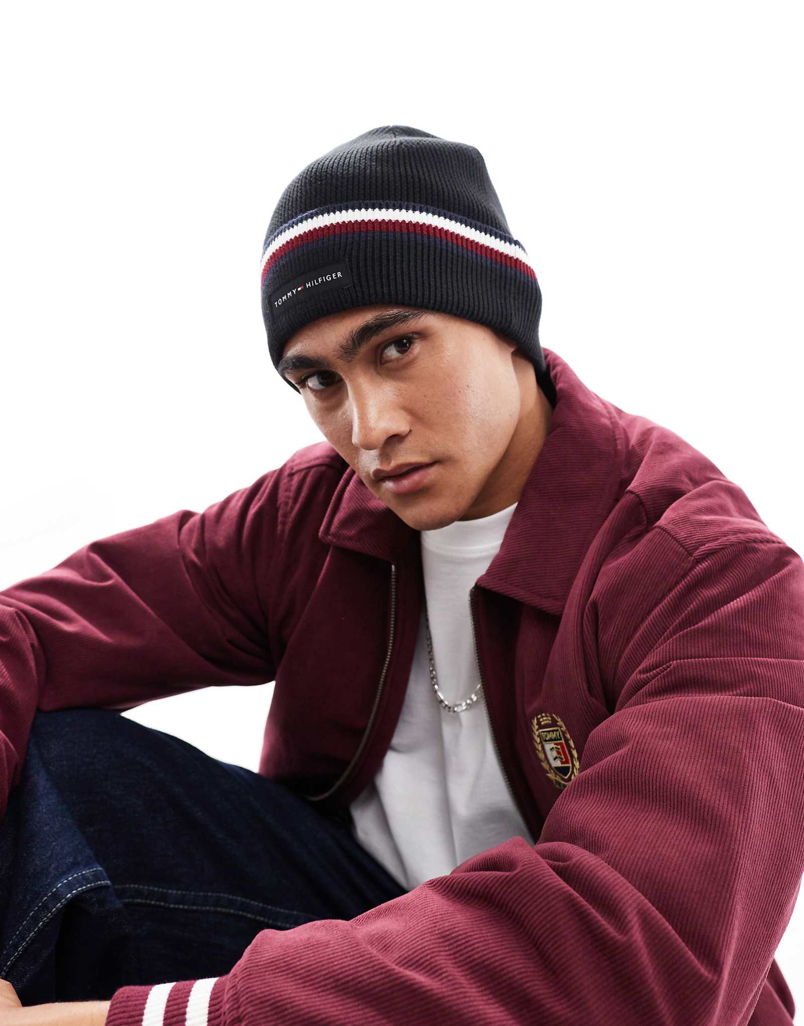 Вязаная шапочка с логотипом Tommy Hilfiger черного цвета 7790₽