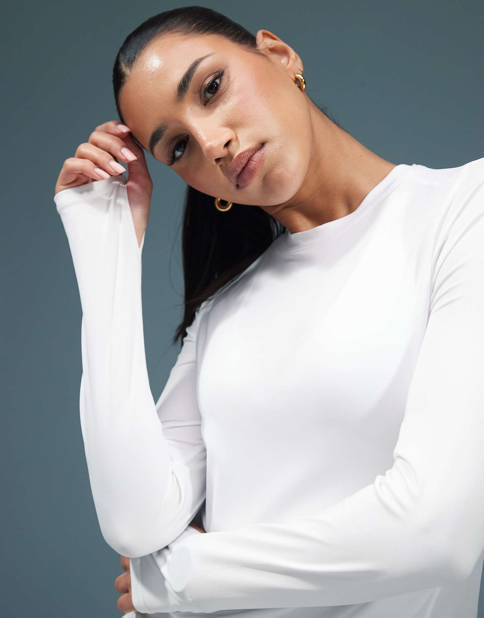 Белый спортивный топ ASOS 4505 Icon с длинным рукавом